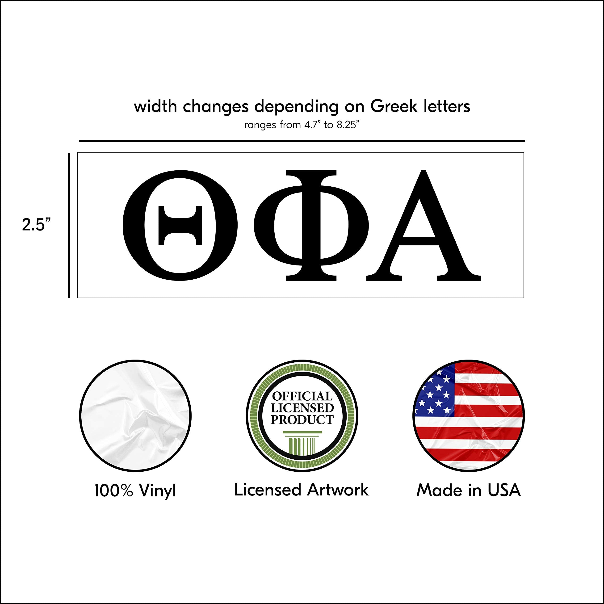 Pro-Graphx Theta Phi Alpha Greek Sorority Sticker Decal, 2.5 Inches Tall, Black