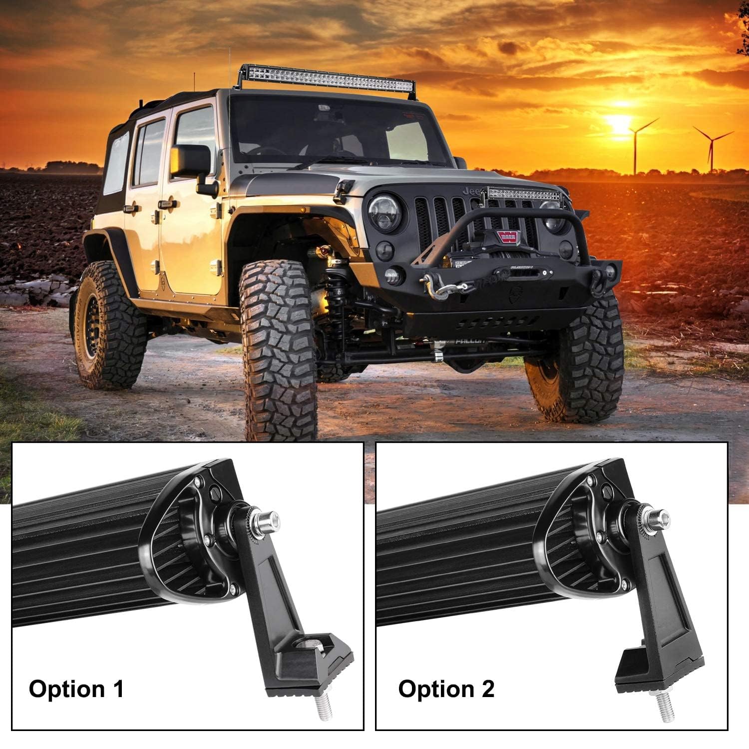 Side Brackets, Akd Part Light Bar Mounting Brackets Kit Universal Side Mount Offroad Truck Led Bar Mounts 2 Pack