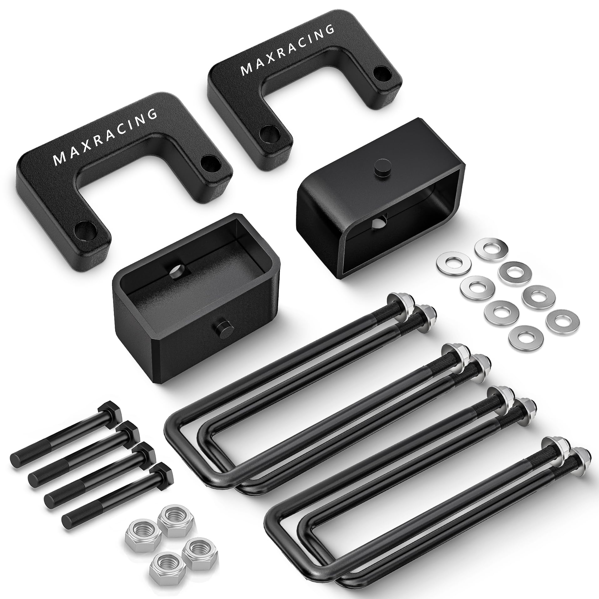Maxracing 2'' Front + 2'' Rear Leveling Kit Compatible With 2007-2025 Chevy Silverado 1500/Gmc Sierra 1500, 2'' Front Strut Spac