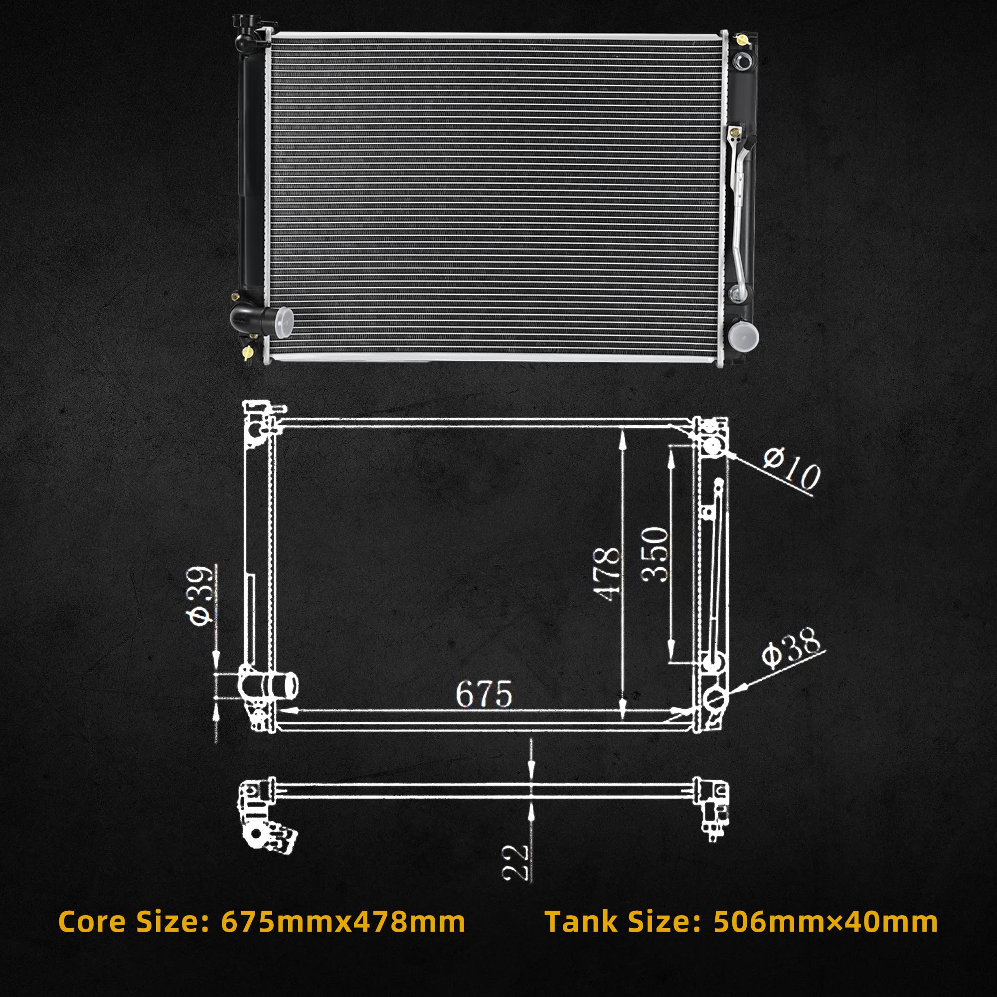 Dwvo Radiator Complete Radiator Compatible With 1995-2004 Tacoma 2.7L L4 3.4L V6