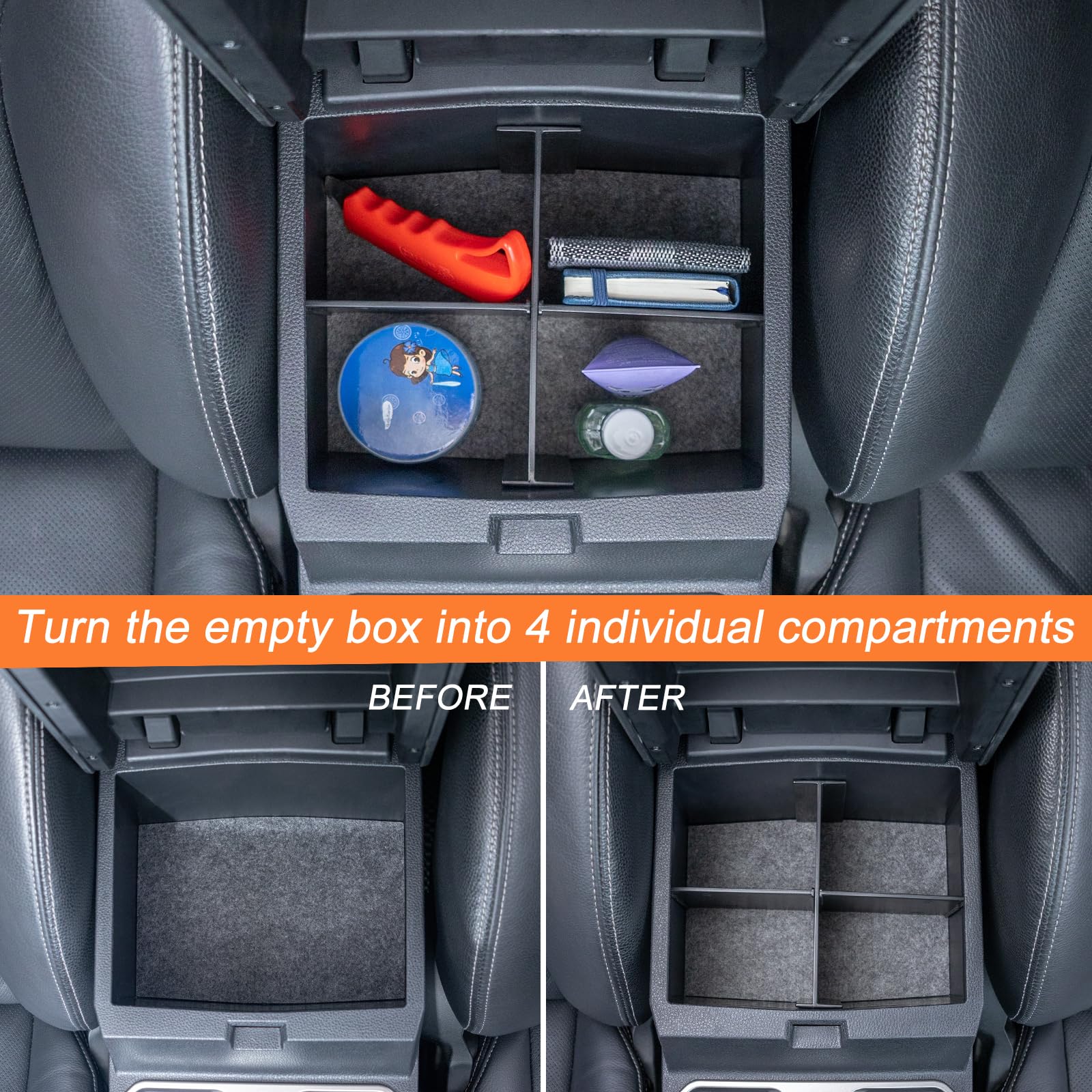 JKCOVER Compatible with 2024 2025 Toyota Tacoma Center Console Divider Organizer Secondary Storage Insert Armrest Accessories AB