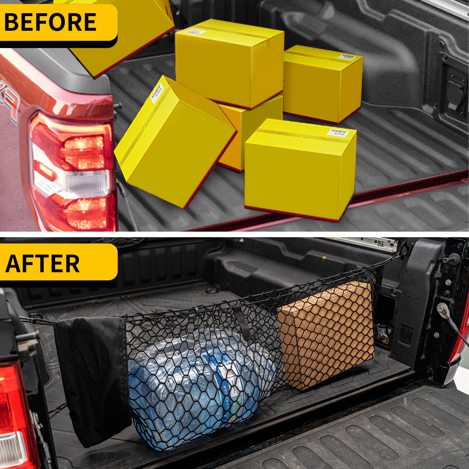 Maxzina Cargo Net Compatible With 2022-2025 Ford Maverick Truck Bed Cargo Net With Storage Bag 3.28'  1.15' Double Layer Envelop