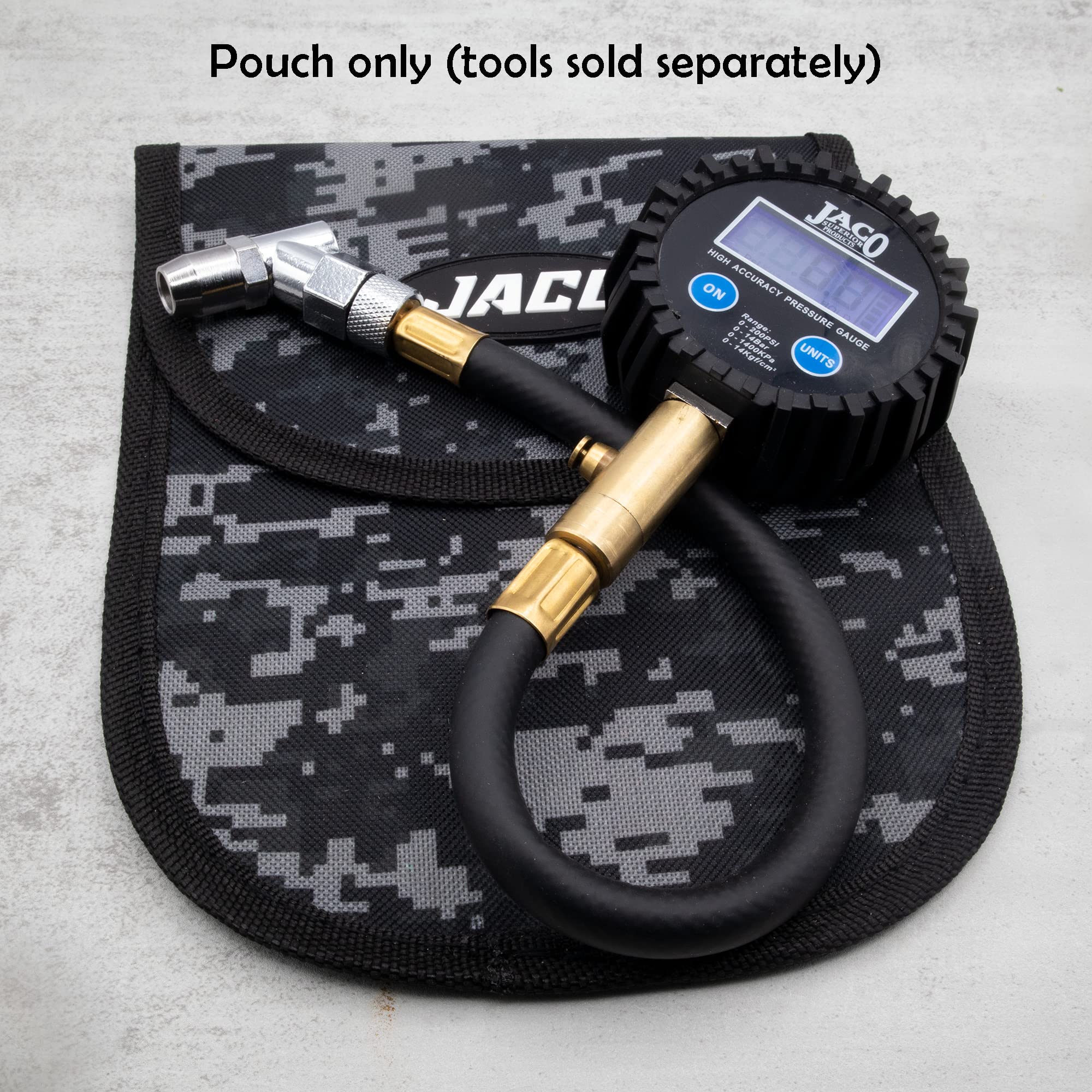 Jaco Utility Tool Pouch (Medium Size) | Multi-Purpose Storage Pouch For Tire Gauges, Tools, & Accessories (Digital Camo)