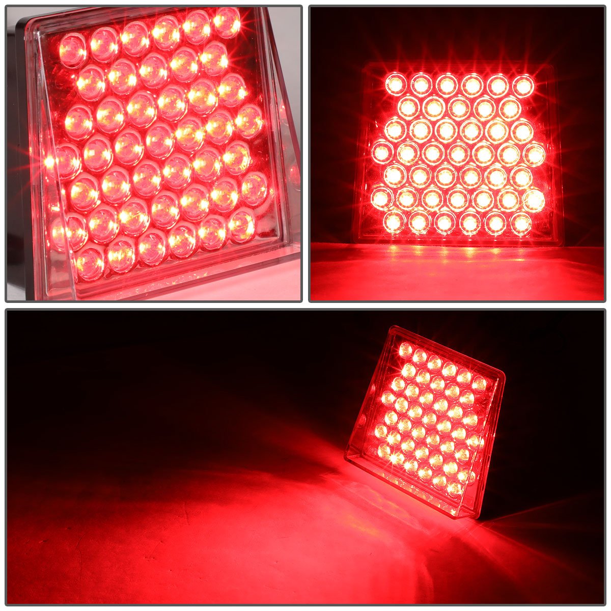 Auto Dynasty 80Mm W X 70Mm H Universal Square 43 Bright Red Led Rear Tail Third 3Rd Brake Lights
