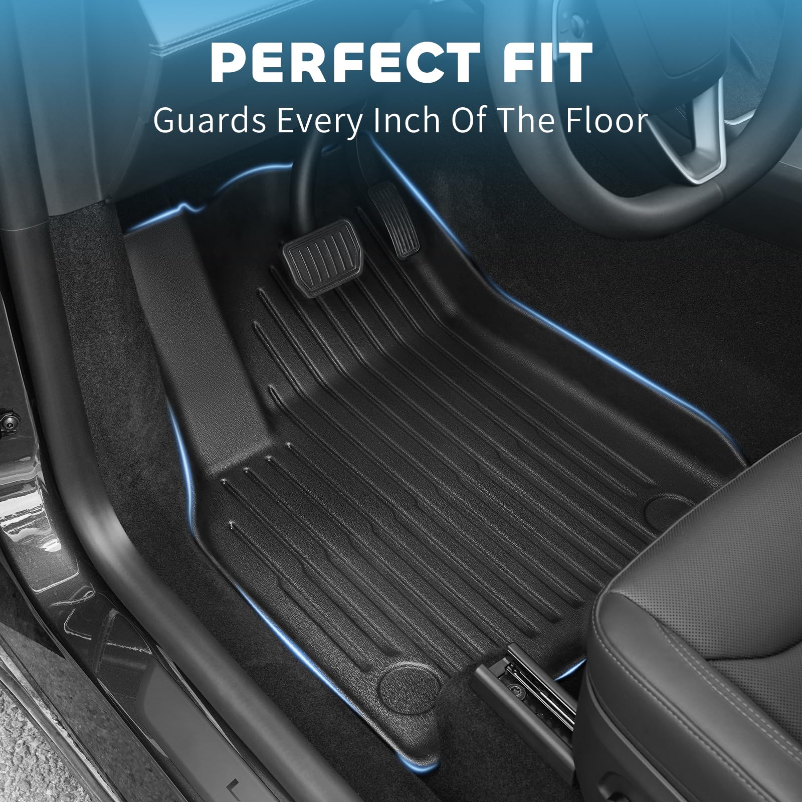 Maysoo Floor Mats For New 2025 Tesla Model Y Juniper 5-Seat - All-Weather Tpe Eco-Friendly Waterproof Non-Slip Floor Mat&Cargo L