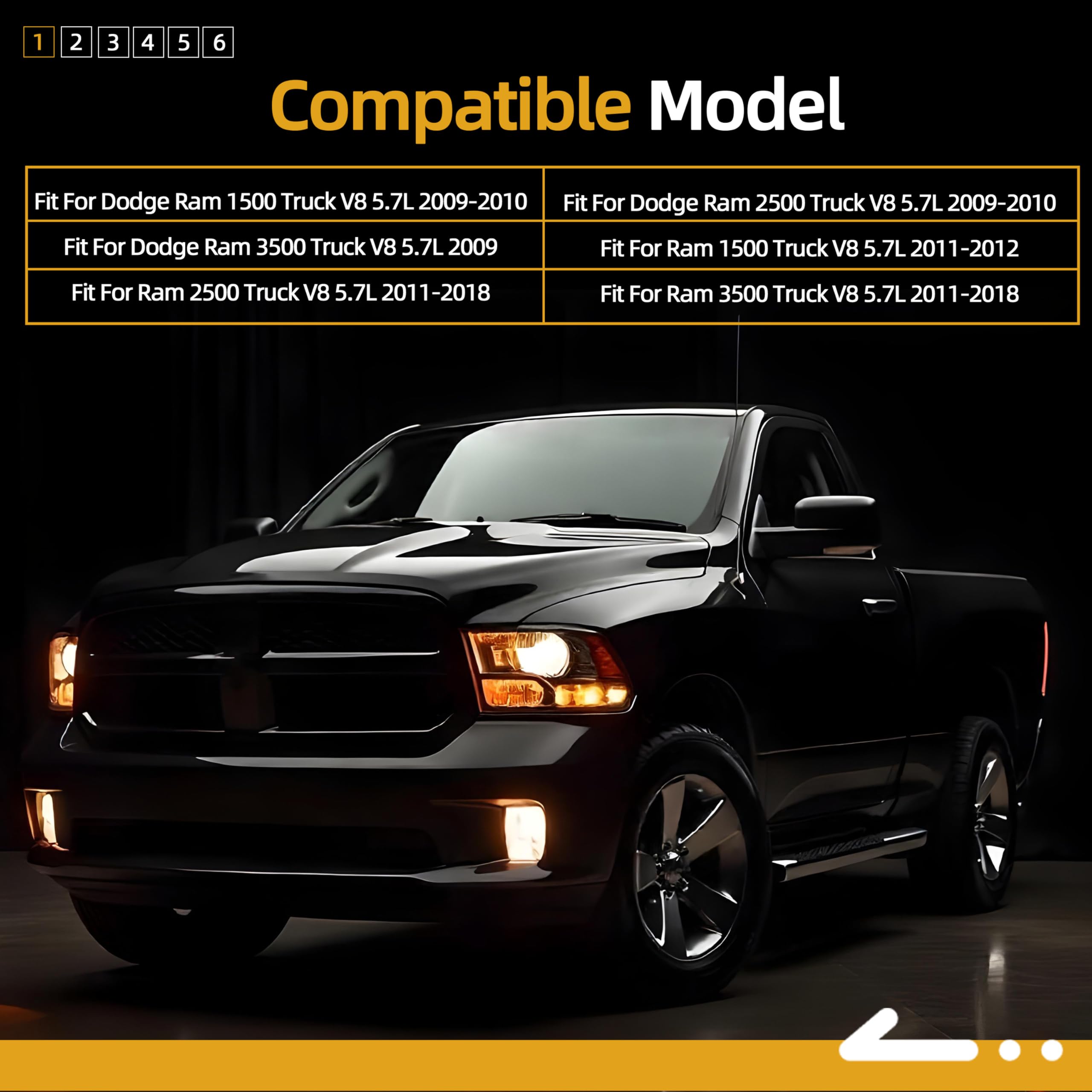 38323 Serpentine Belt Drive Component Kit, Fit for Dodge Ram 1500 2500 2009-2010, Fit for Ram 1500 2500 3500 2011-2018, V8 5.7L,