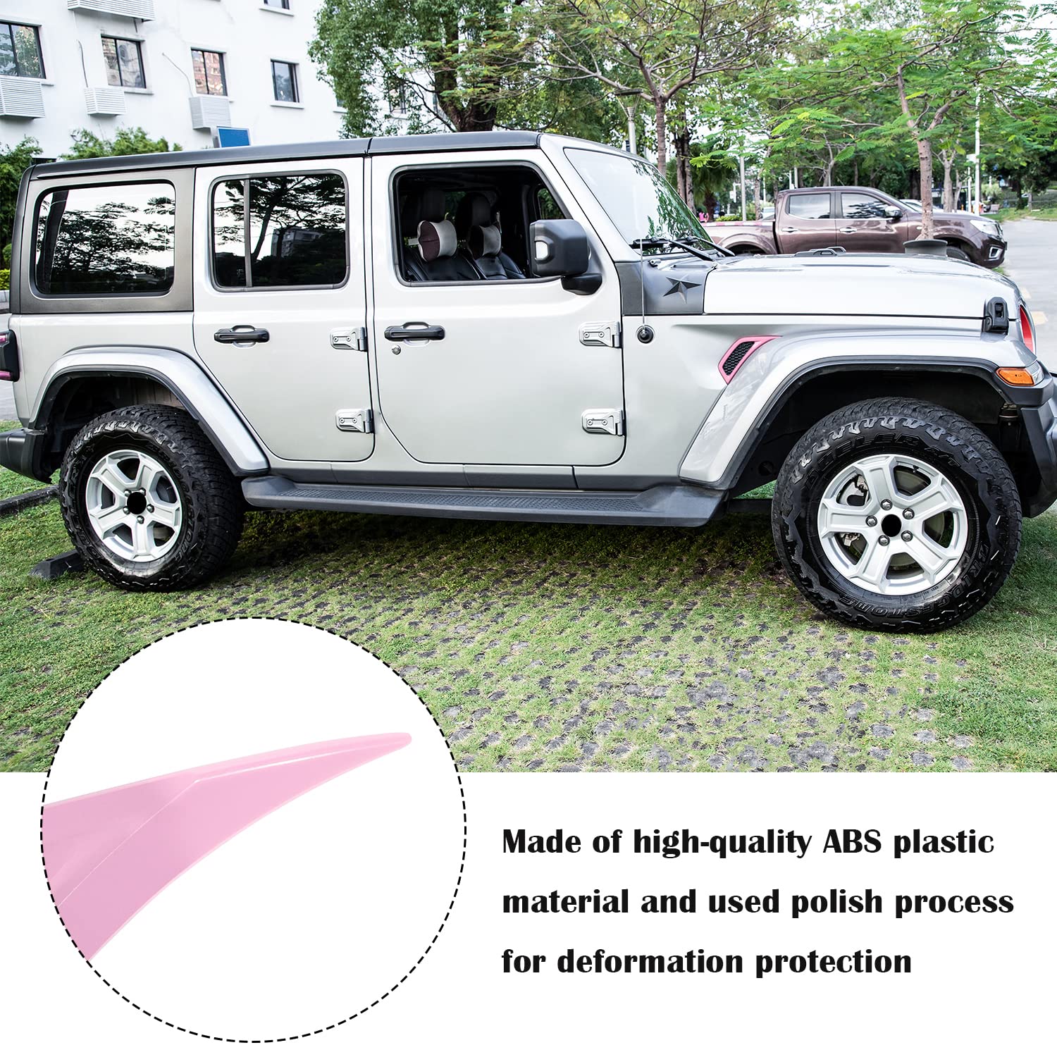 Bonbo 2Pcs Exterior Accessories Wheel Eyebrow Side Air Conditioning Vent Outlet Cover Trim For Jeep Wrangler Jl Jlu Sports Sahara Freedom Rubicon Unlimited Gladiator Jt 2018-2022 (Pink)
