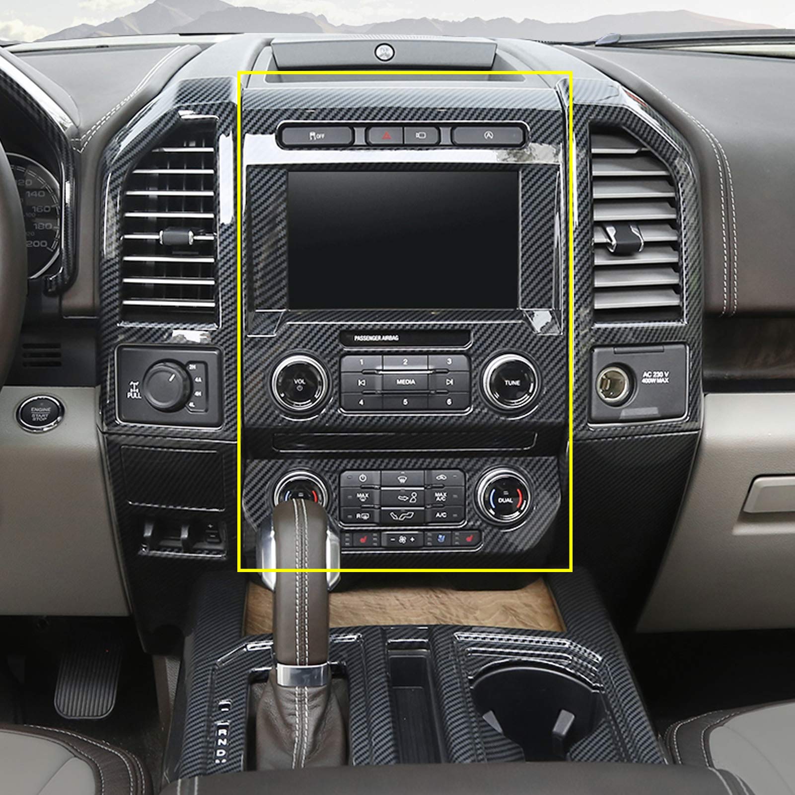 Keptrim For F150 Abs Carbon Fiber Center Console Trim For 2015 2016 2017 2018 Ford F150, 2Pcs