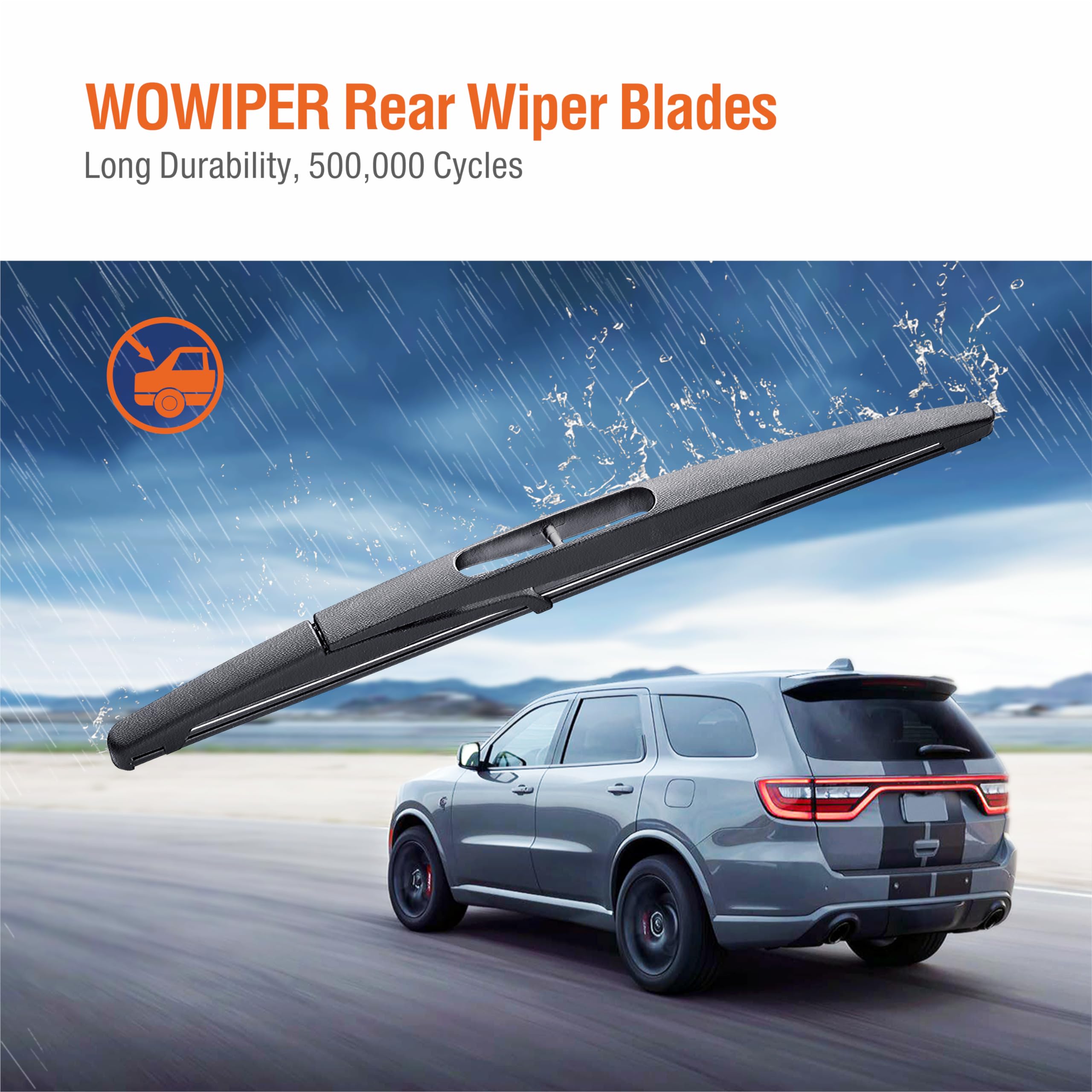 Wowiper 12 Inch (12-E) Rear Wiper Blade Replacement For Wrangler 2017-2007 /Ford Escape 2012-2008 Flex 2019-2009/Gmc Yukon 2014-