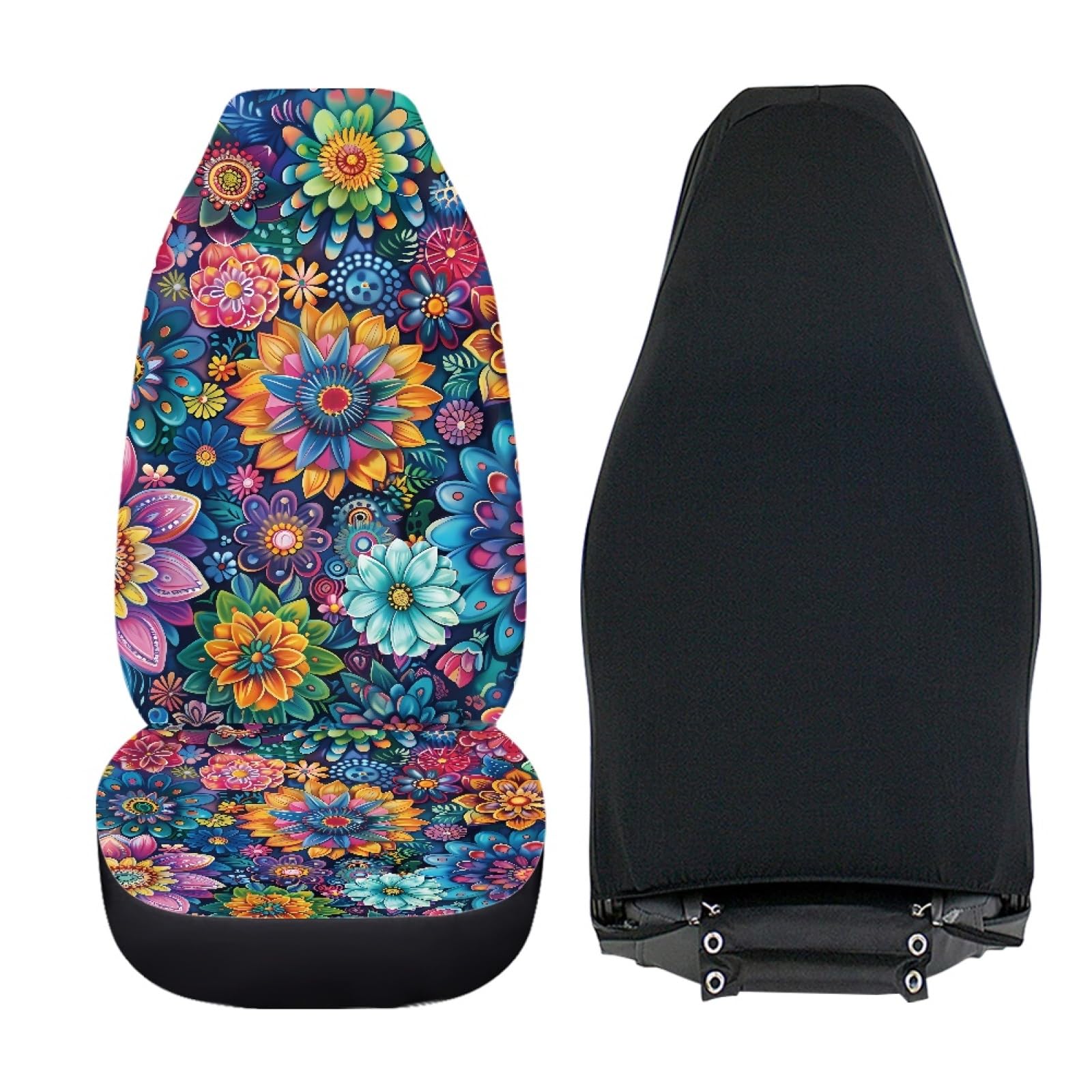 TOADDMOS Car Seat Covers Universal Fit Most Vehicles Boho Floral Blossoms 2 Packs Automotive Interior Accessories Fits Most Cars