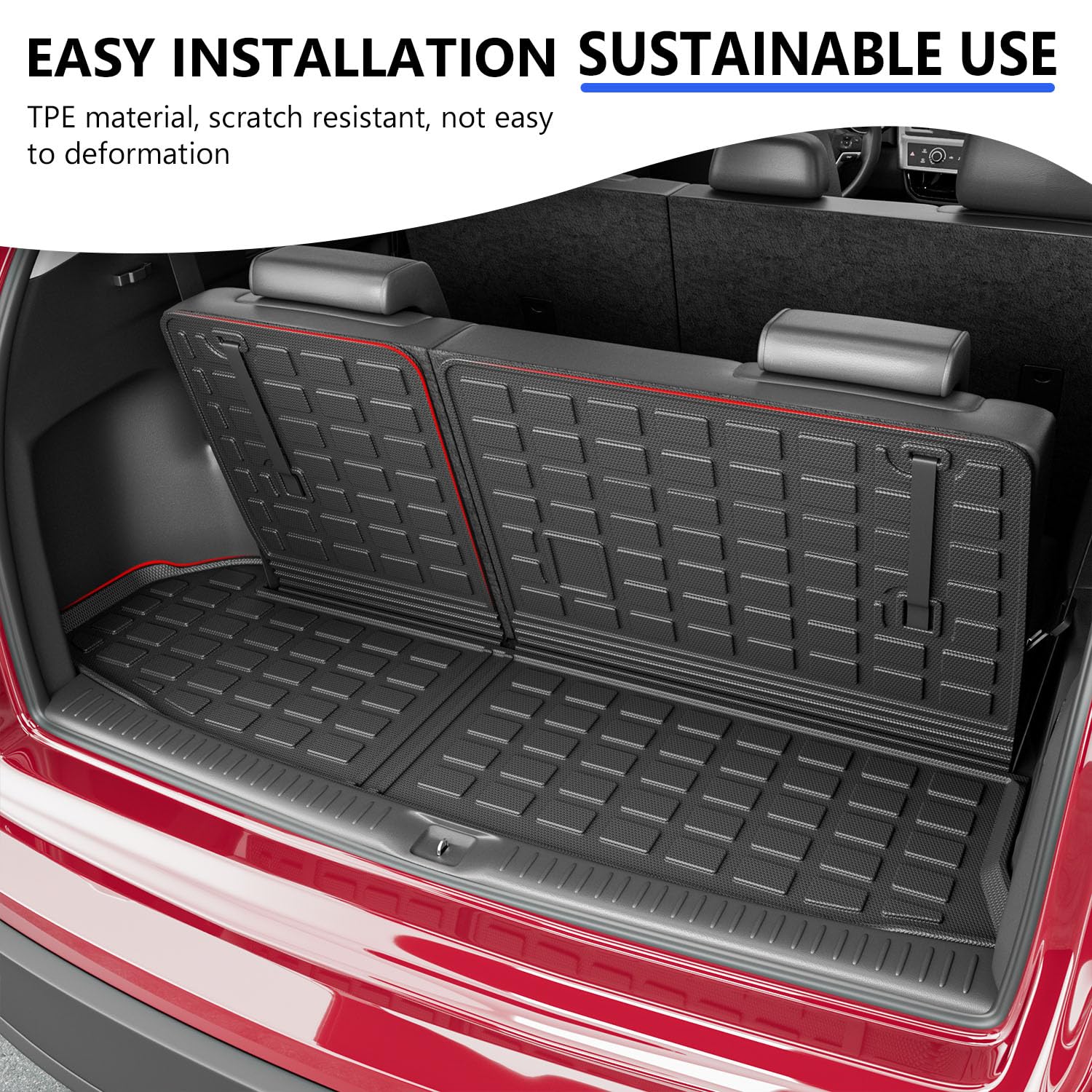 Xipoo Cargo Liner Compatible With 2014-2019 Toyota Highlander Trunk Mat With Backrest Mat Replacement For 2014-2019 Highlander Accessories (Fit 2014-2019 Toyota Highlander,Cargo Mat With Backrest Mat)