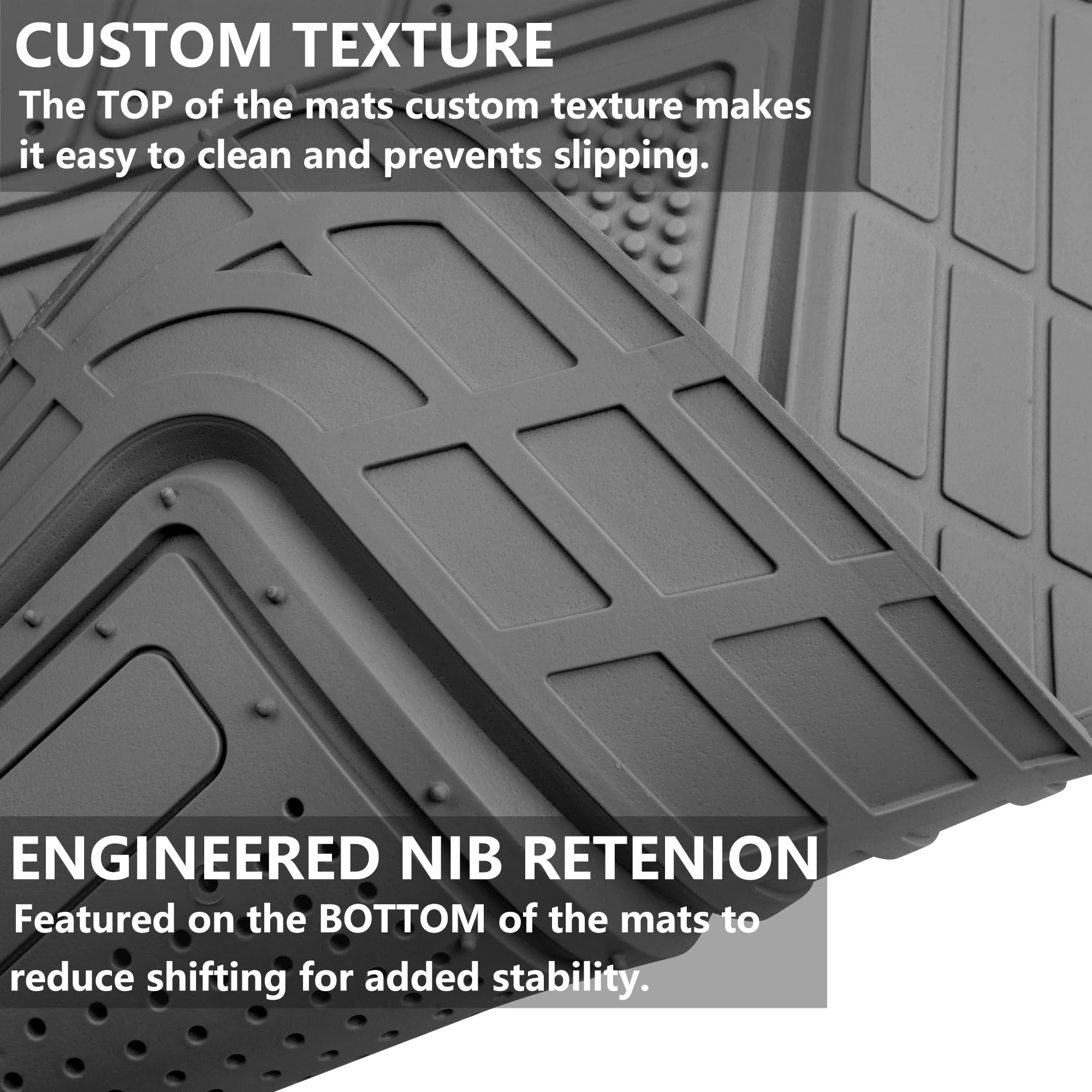 Car Pass Heavy Duty Rubber Floor Mats Gray Car Mats Full Set With Trunk Cargo Liner - Universal Waterproof Floor Mats For Car Su