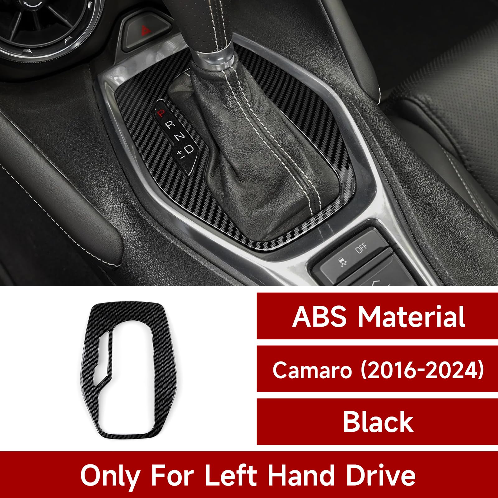 Car Sticker ABS Carbon Fiber Decal Interior Trim Cover for Chevrolet Camaro Accessories 2016-2023 (Gear Shift Panel)