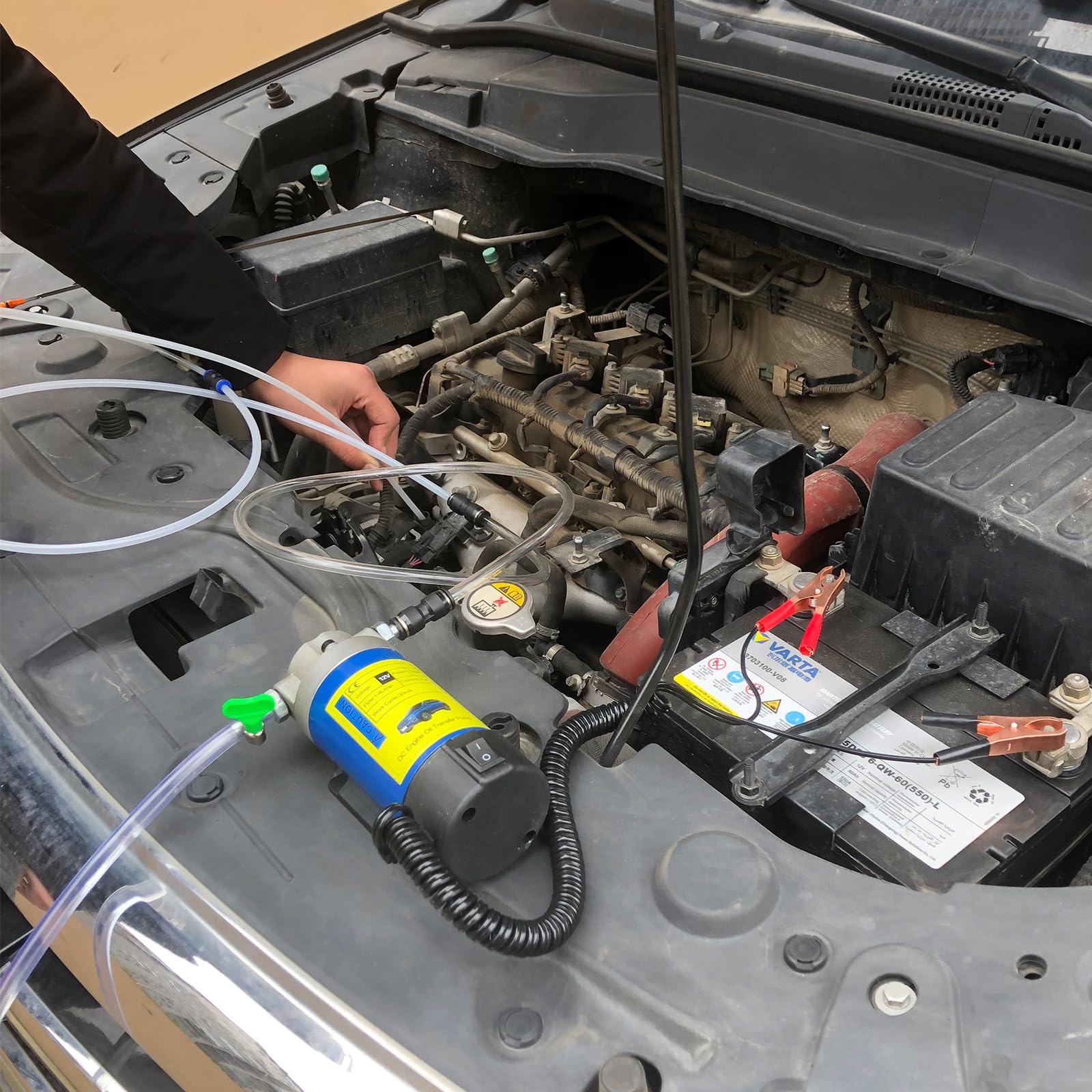 AIGMISON 12V 100W Engine Oil Pump, Electric Oil Change Extractor Pump, Diesel Extractor Pump Equipped With 3 Pipes-Low Noise