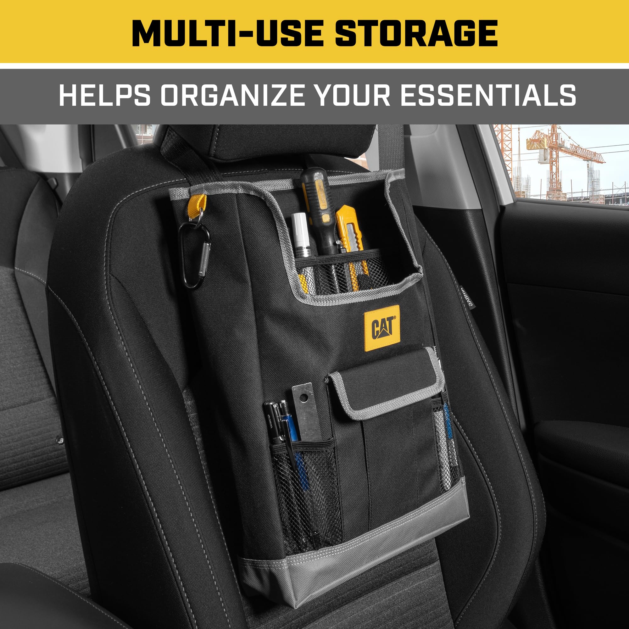 Cat Car Seat Organizer for Cars Trucks SUVs, Removable Portable On-The-Go, Securely Attaches to Front or Rear Seats, Adjustable