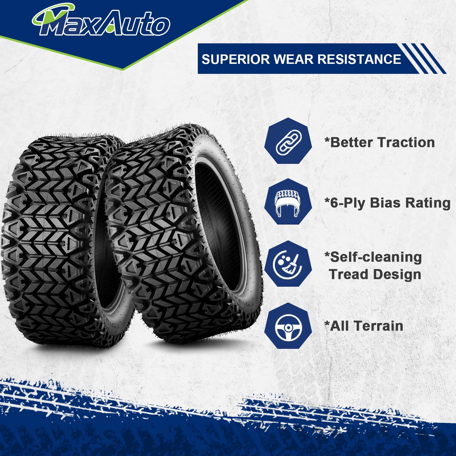 MaxAuto 23X10-14 Golf Cart ATV Tires, 23x10x14 Golf Cart Tires, All Terrain UTV ATV Tire Trail Tire, 23x10 14 Mud Sand Off-Road