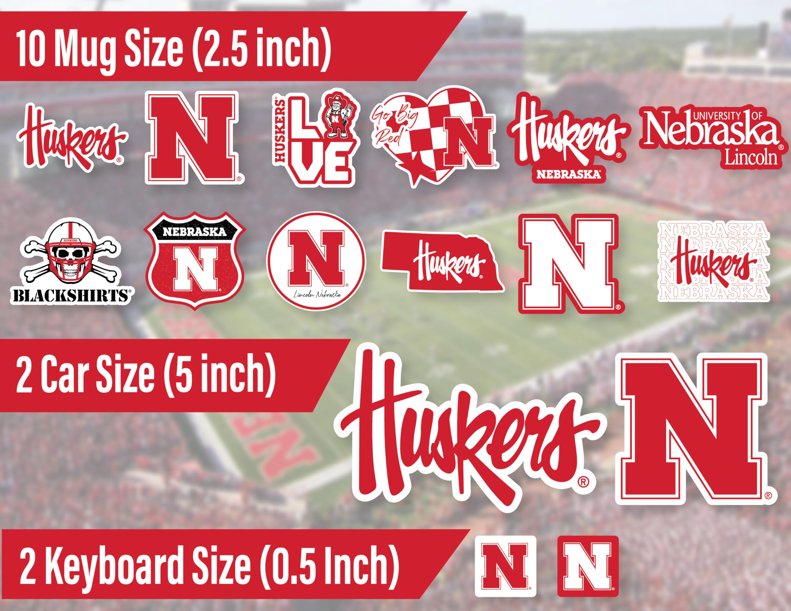 Nebraska Huskers Stickers For Gift, Car, Water Bottle, Laptop, And Phone For Football Fans And University Graduates (Nebraska Co