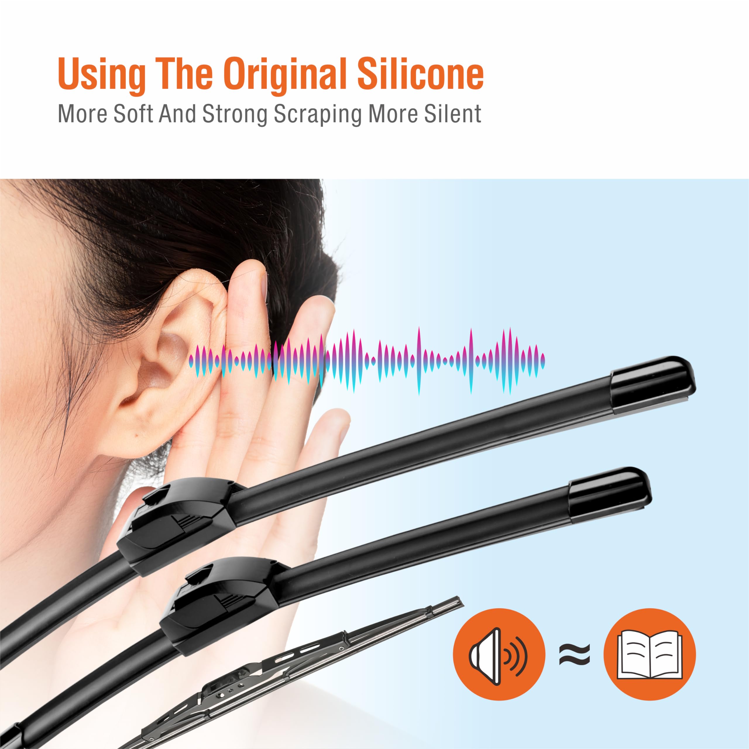 Wowiper Silicone Windshield Wiper Blades With Rear Wiper Blade For Jeep Grand Cherokee 1999-2004/Jeep Patriot 2007-2016, All-Sea