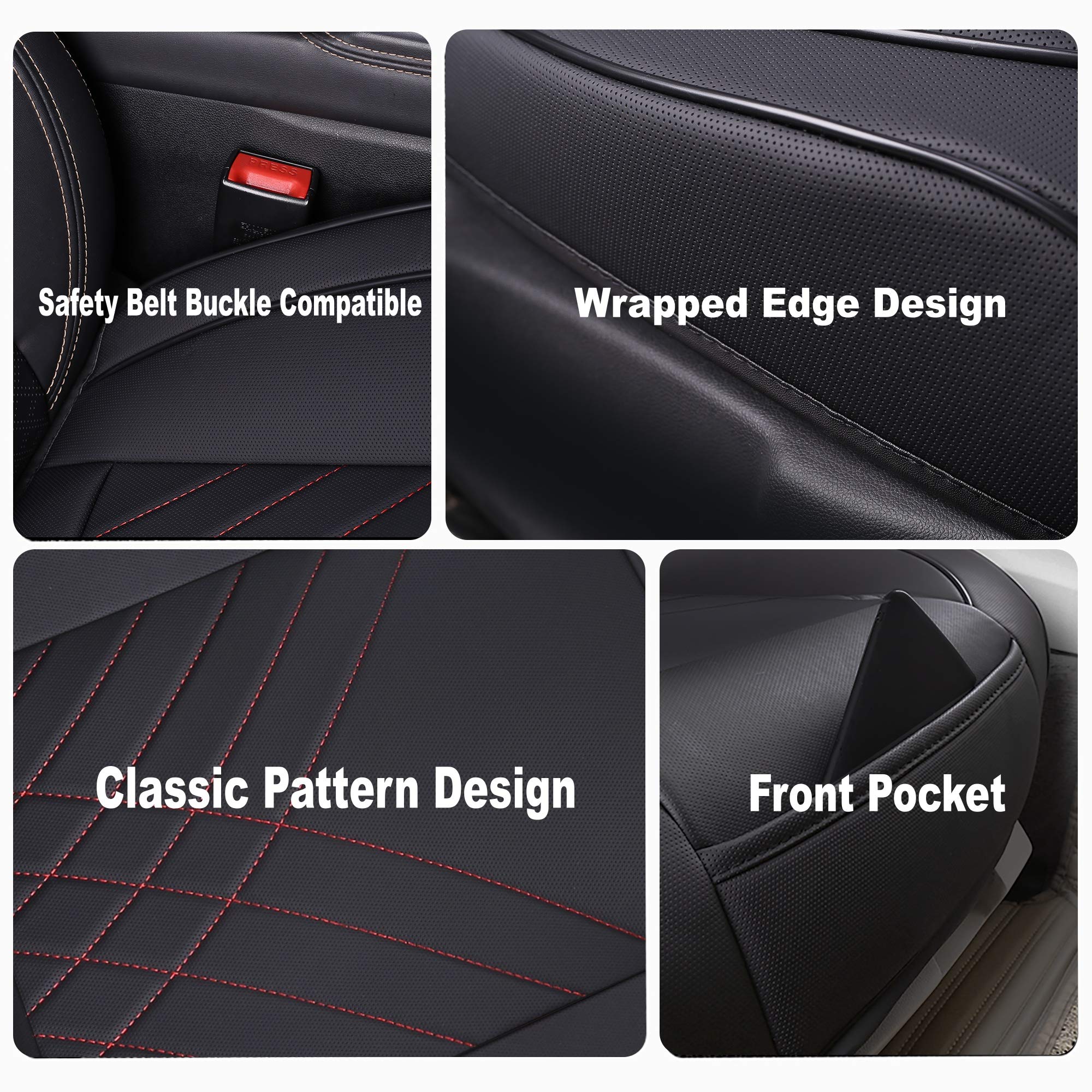 Kingphenix Car Seat Cover: Easy To Install, Fits Most Cars, Vans, Trucks, And Suvs - Black & Red Line