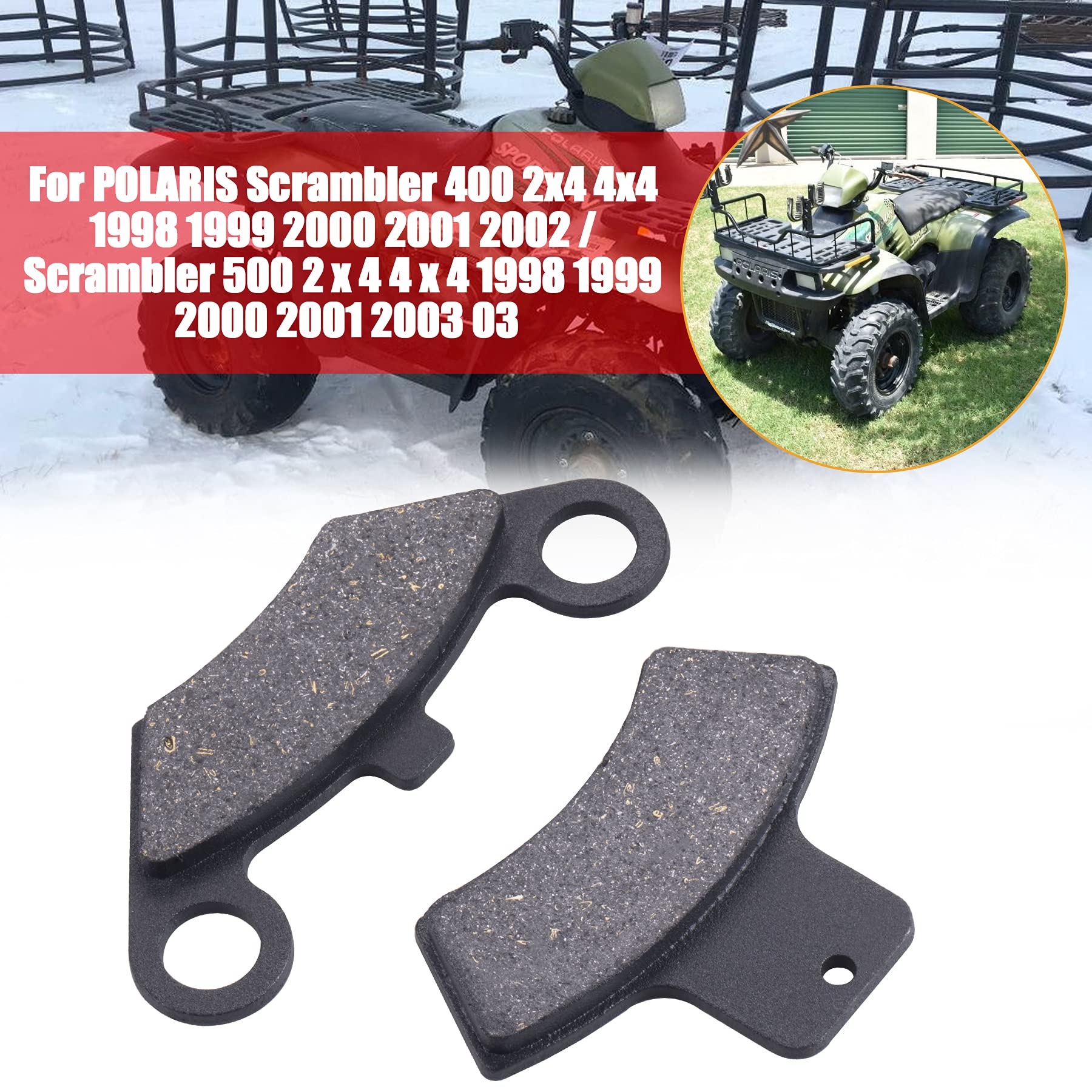 Mwmnun Front & Rear Brake Pads Compatible With Polaris Sportsman 335 400 500 4X4 Scrambler 400 500 Diesel 455 Magnum 325 500 Spo