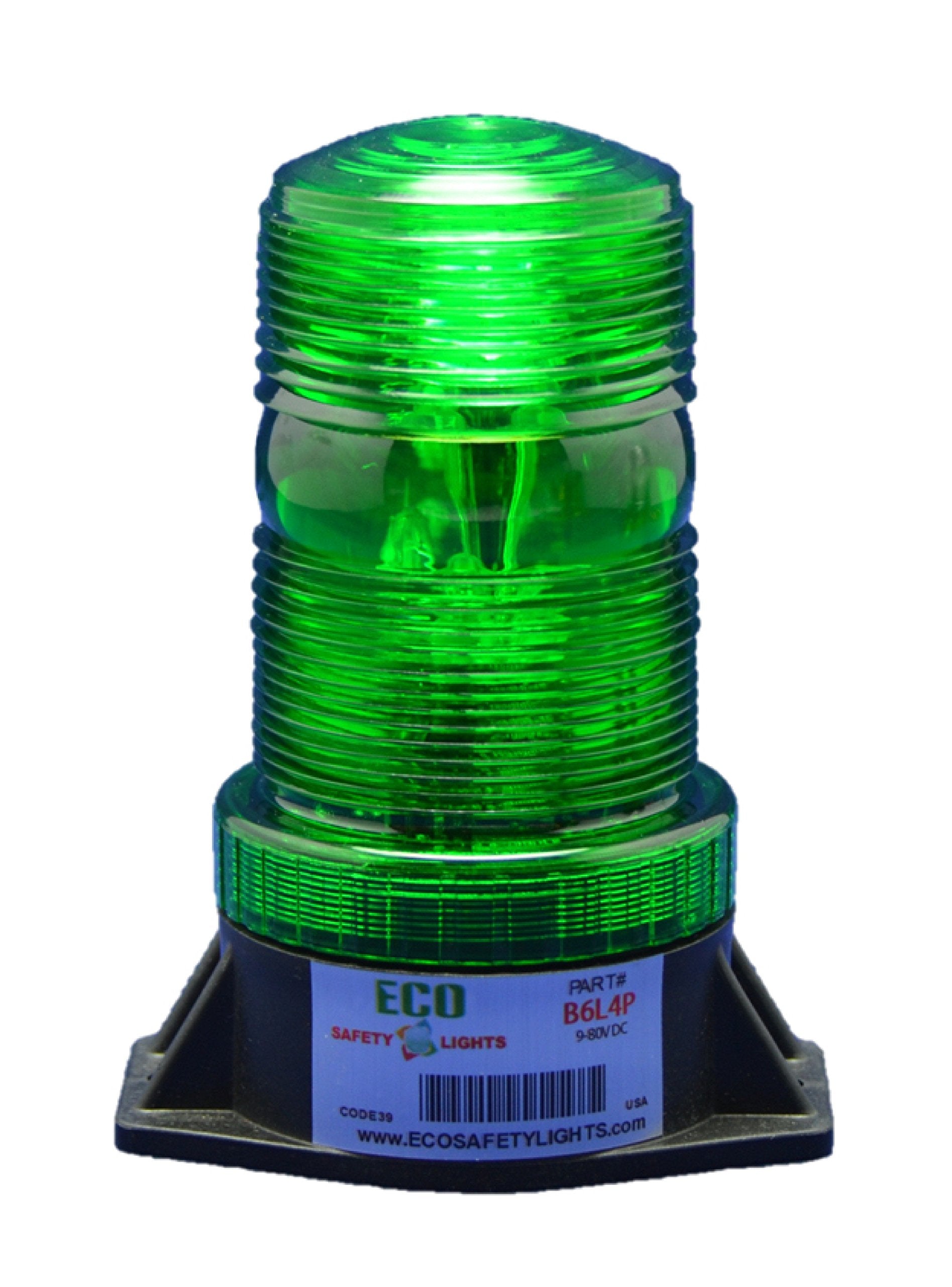 B6L4PT GREEN 12-80V DC 3W LED 1/2 NPT PIPE MOUNT EMERGENCY WARNING LIGHT BEACON STROBE EFFECT 12V 24V 36V 48V 64V 72V