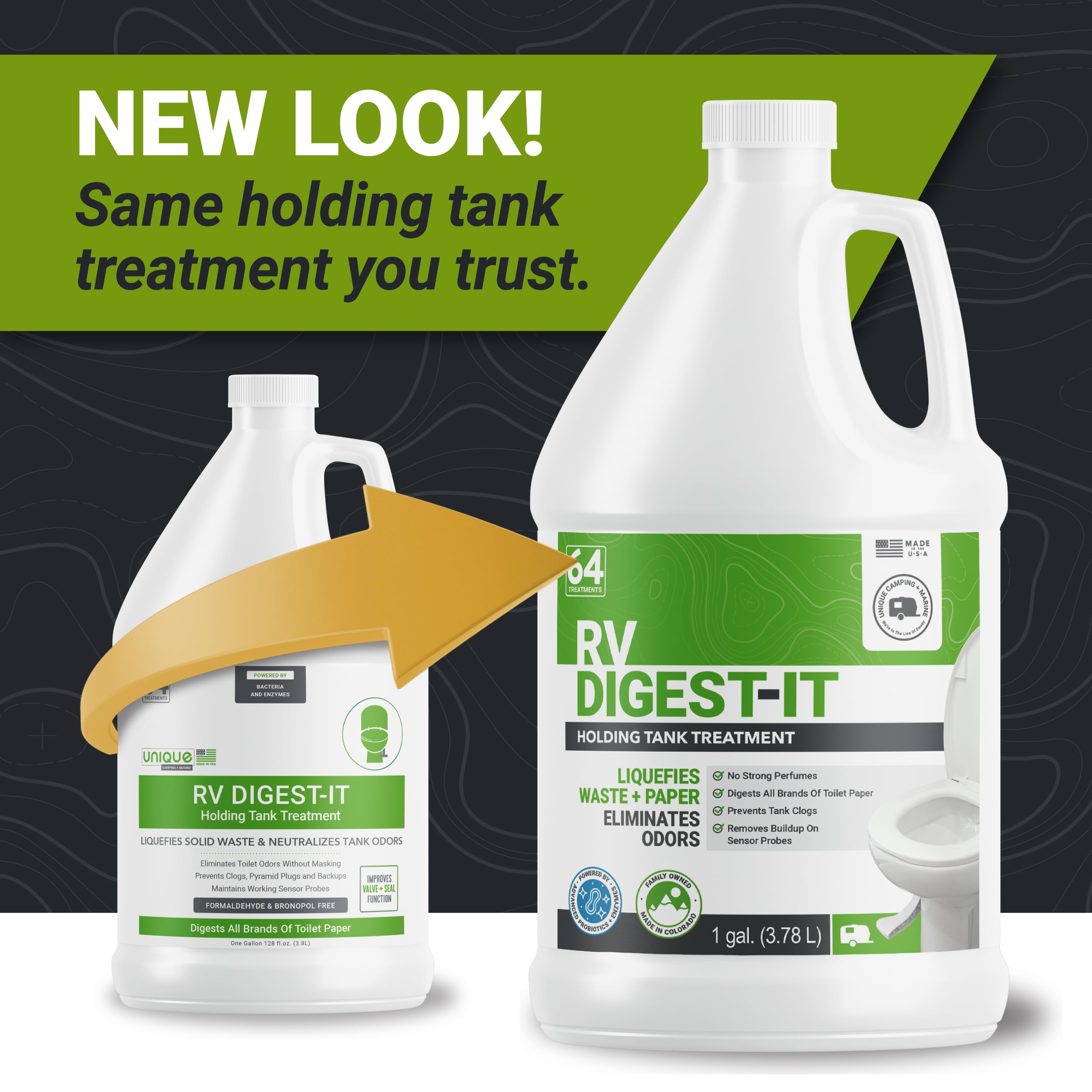 Unique Rv Digest-It Classic Rv Toilet Treatment - Eliminates Odors At The Source And Liquifies Waste - 64 Uses Per Bottle (128 O