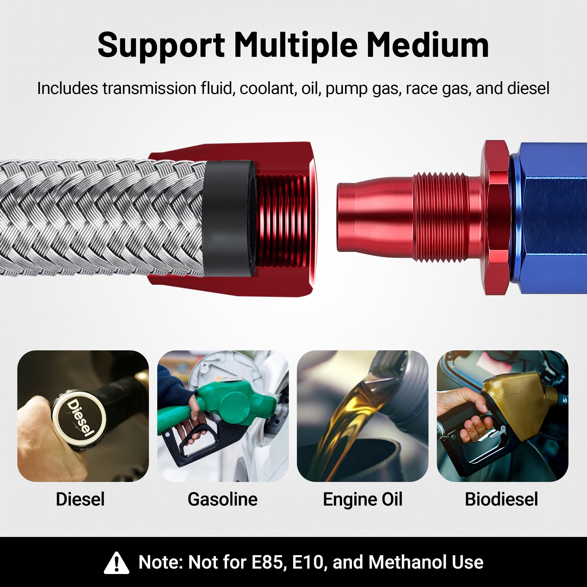 Evil Energy 8An Fuel Line, An8 Braided Fuel Hose Nylon Cpe 10Ft Silver