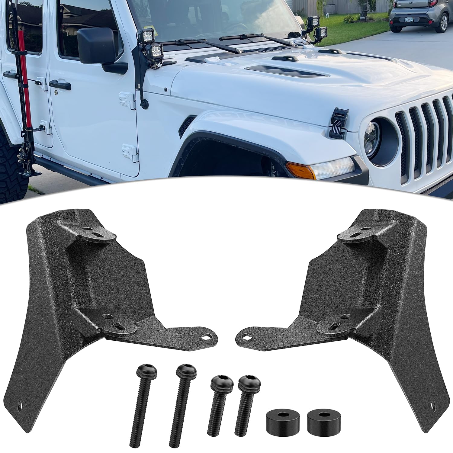 Nilight 2Pcs Windshield Hinge Mounting Brackets Dual A-Pillar For Offroad Led Fog Light Pods For 2018 2019 2020 2021 2022 2023 W