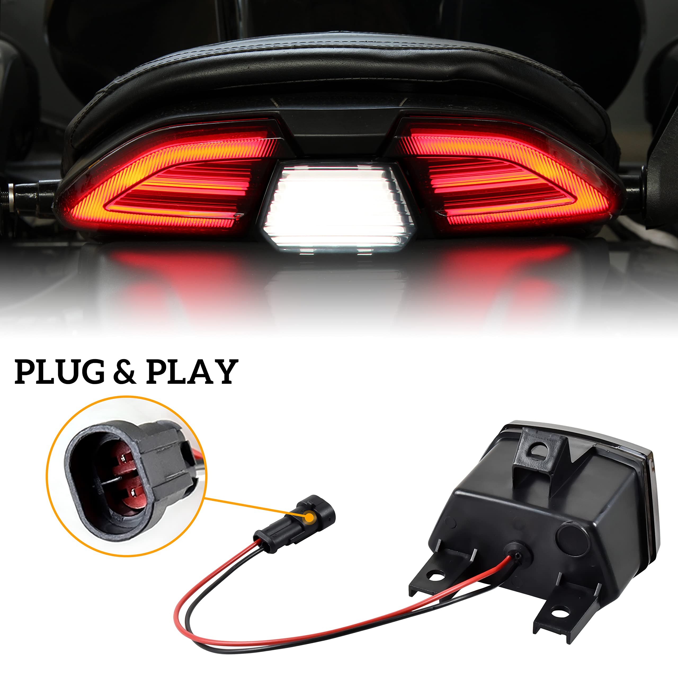 Sautvs Smoked Black Led Tail Light For Can Am Spyder, Utv Rear Taillight Reverse Light Assembly For Can-Am Spyder F3 All Models