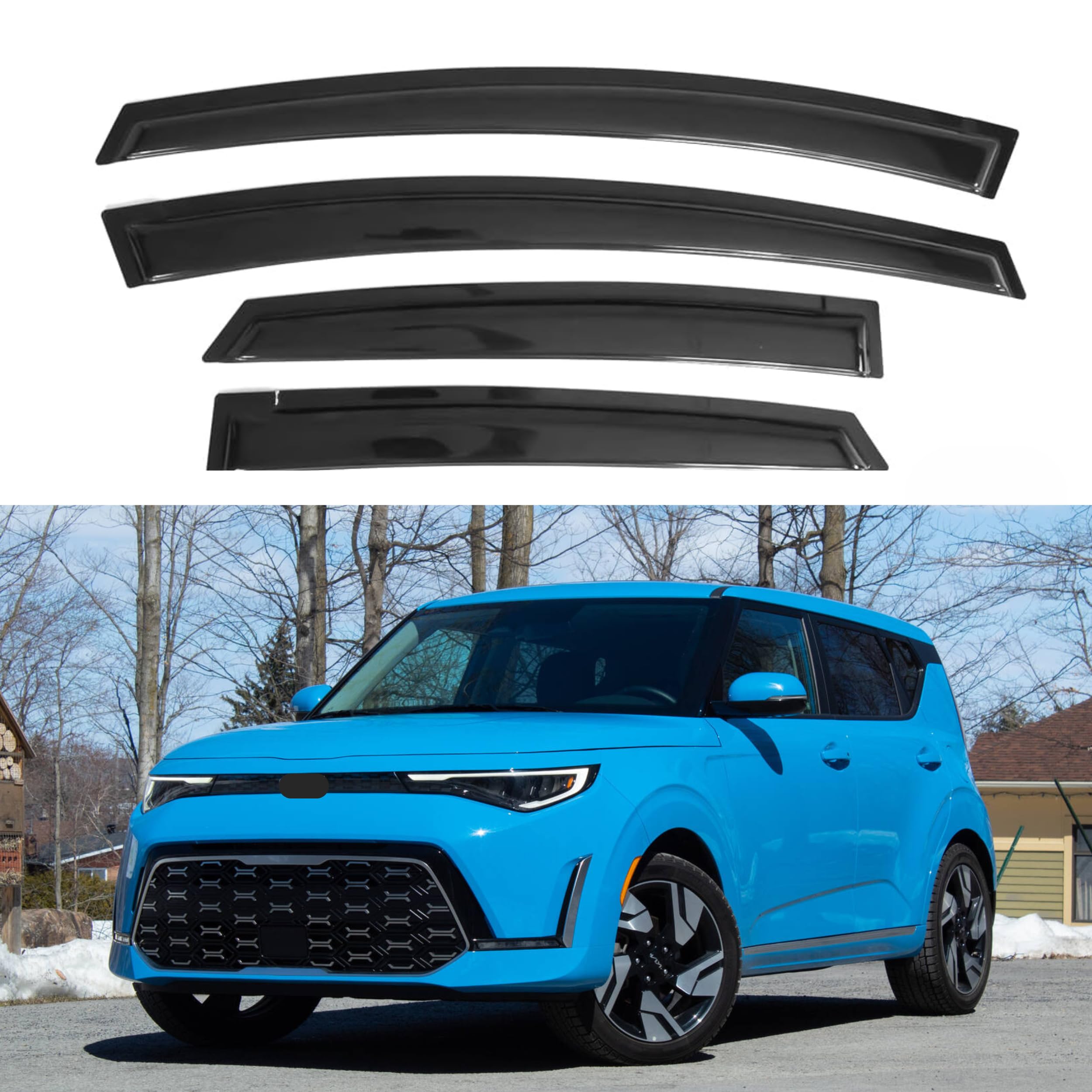 Ig Window Visor For Kia Soul 2020-2024, Rain Guard Tape-On Extra Durable Sun Wind Side Vent Window Deflector, 2020 2021 2022 202