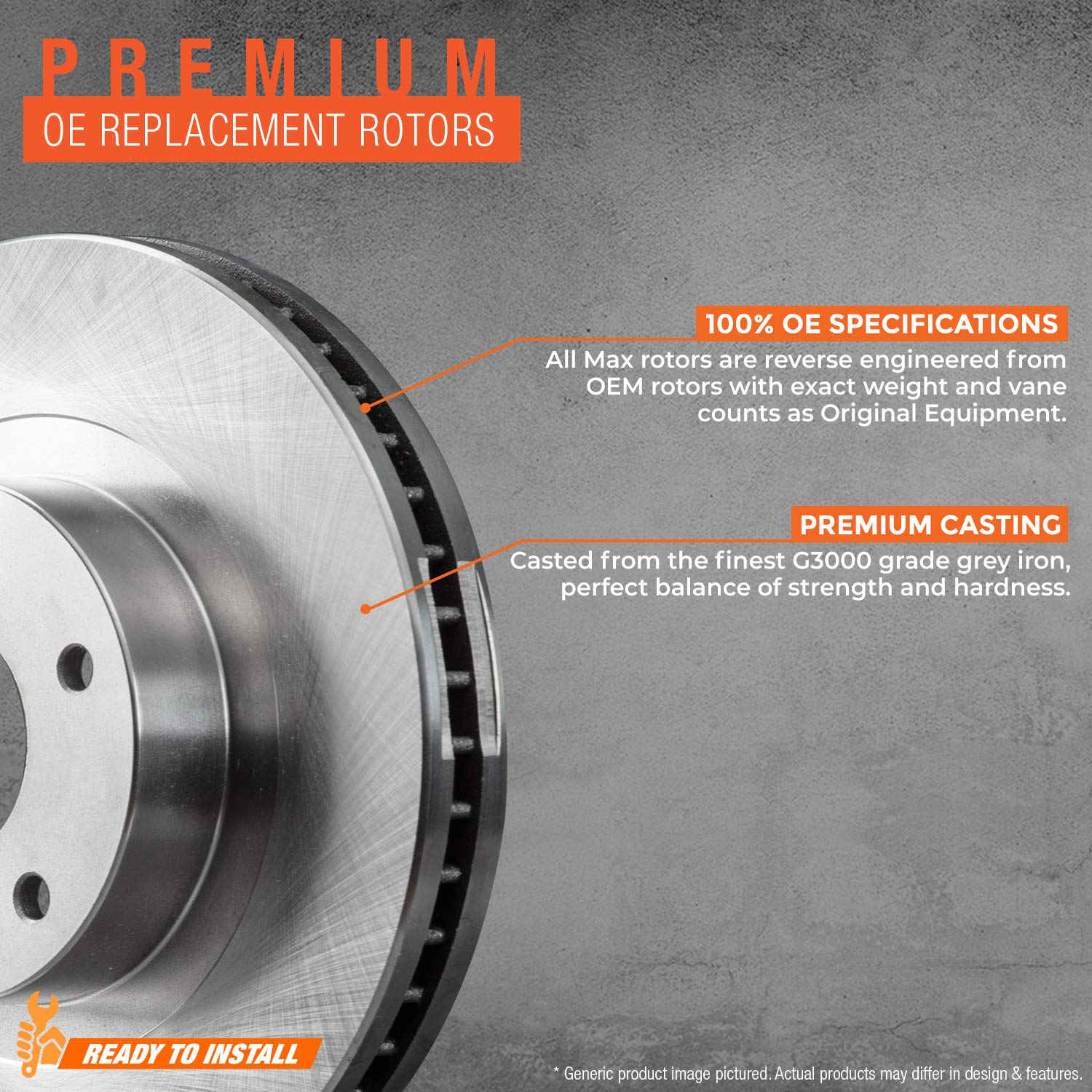 Max Brakes Rear Premium Brake Kit [ Oe Series Rotors + Ceramic Pads ] Kt081542 | Fits: 2011 11 2012 12 2013 13 Kia Sorento