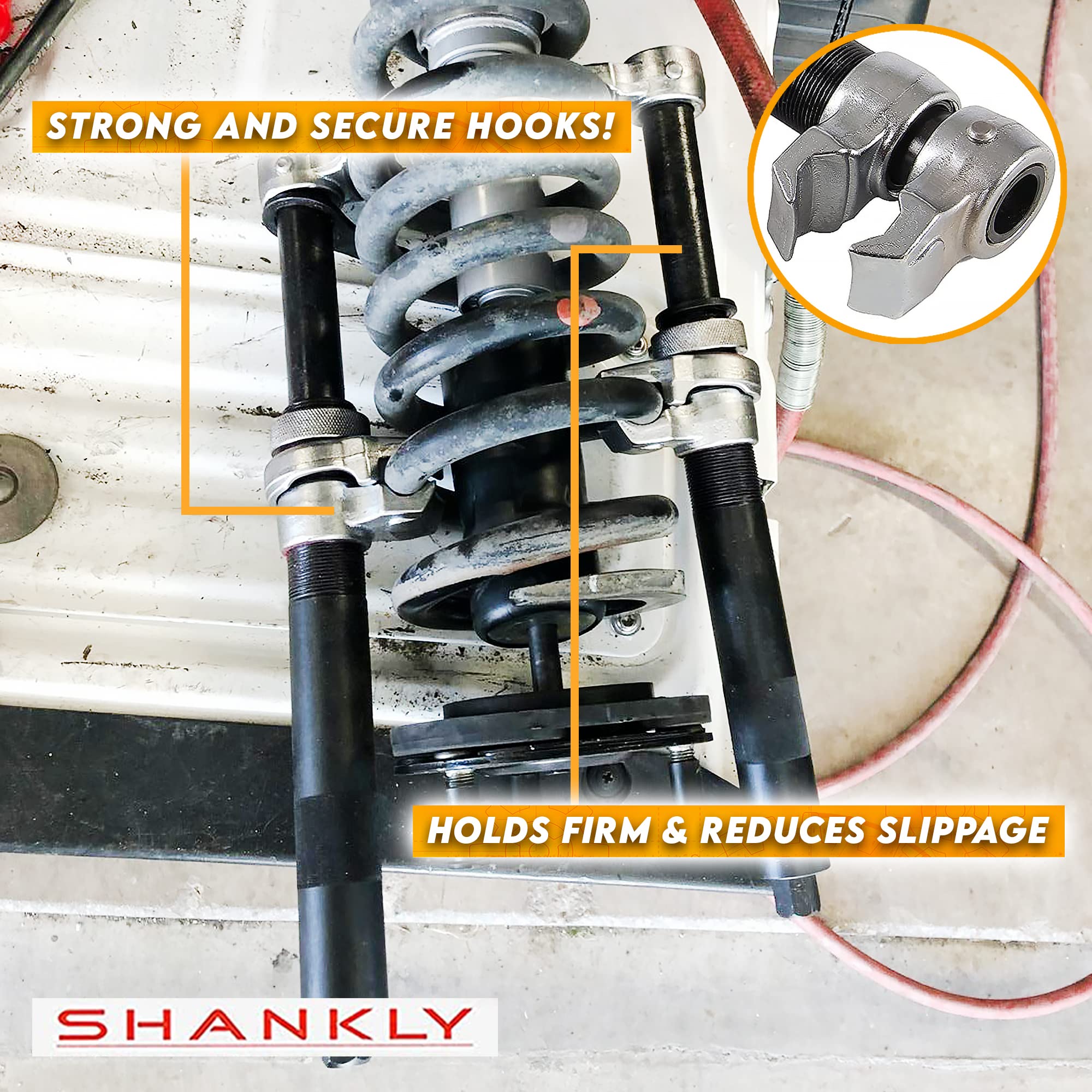 Shankly Spring Compressor Tool - 2200 Lbs - Extra Strength, Heavy Duty Build, Ultra-Rugged Coil Spring Compressor Tool Or Strut