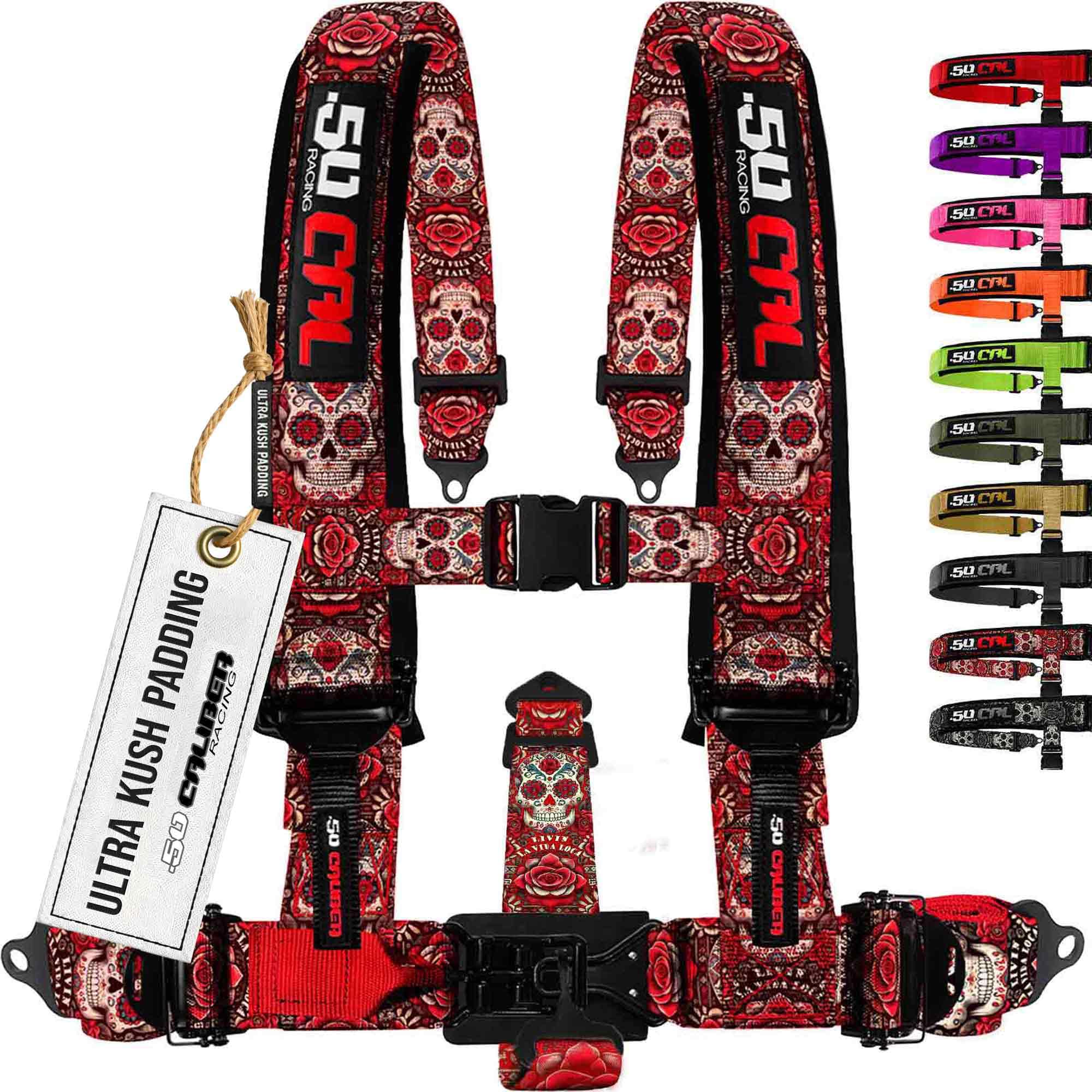 1pc 5 Point Harness for Bucket Seat, Quick Release, 10 Color Options, Racing Harness, Race Car, Off Road, UTV, RZR (Red Sugar Sk