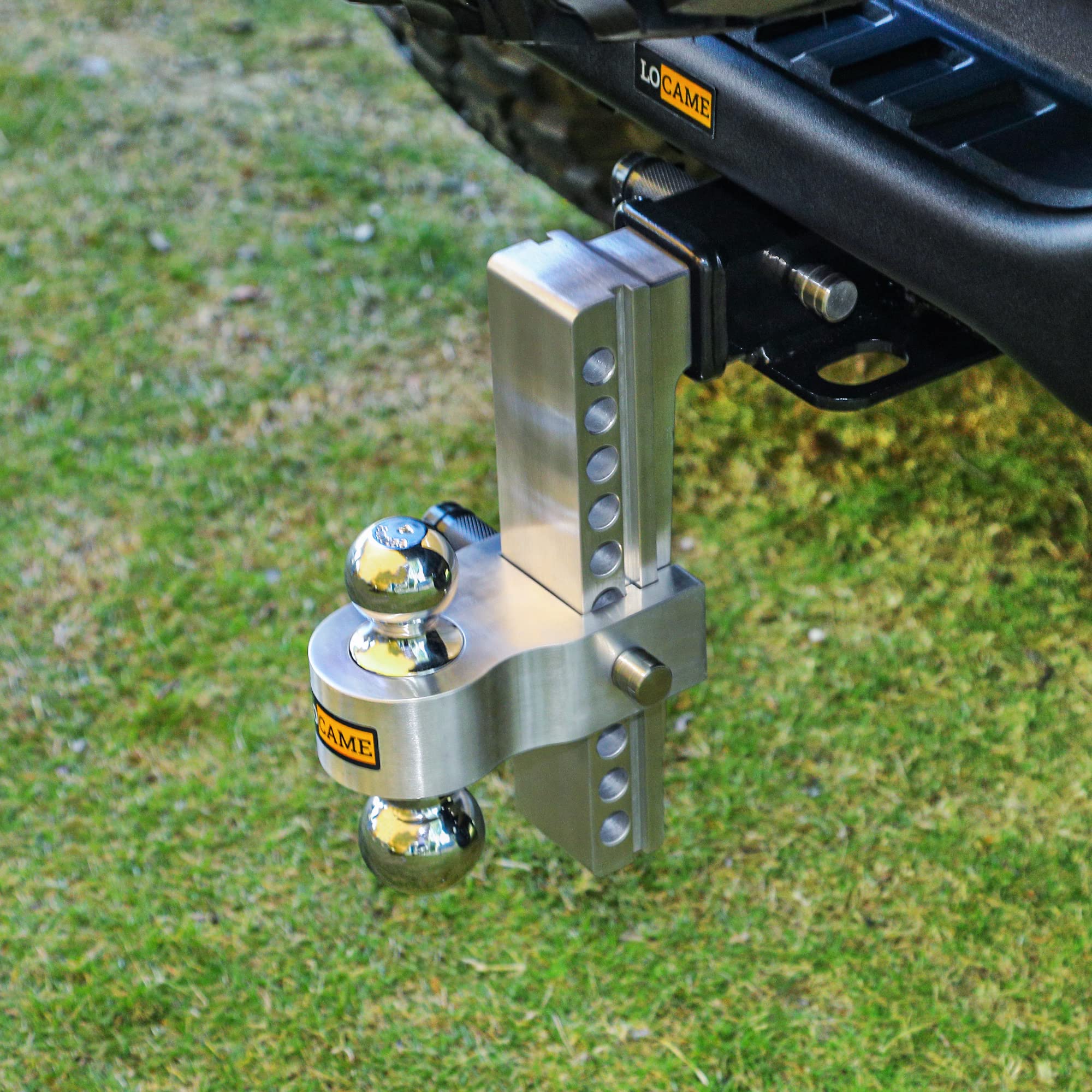 LOCAME Adjustable Trailer Hitch, 10-Inch Drop/Rise, Aluminum, 18,500 LBS GTW, Silver, Model LC0009 for Heavy Duty Trucks