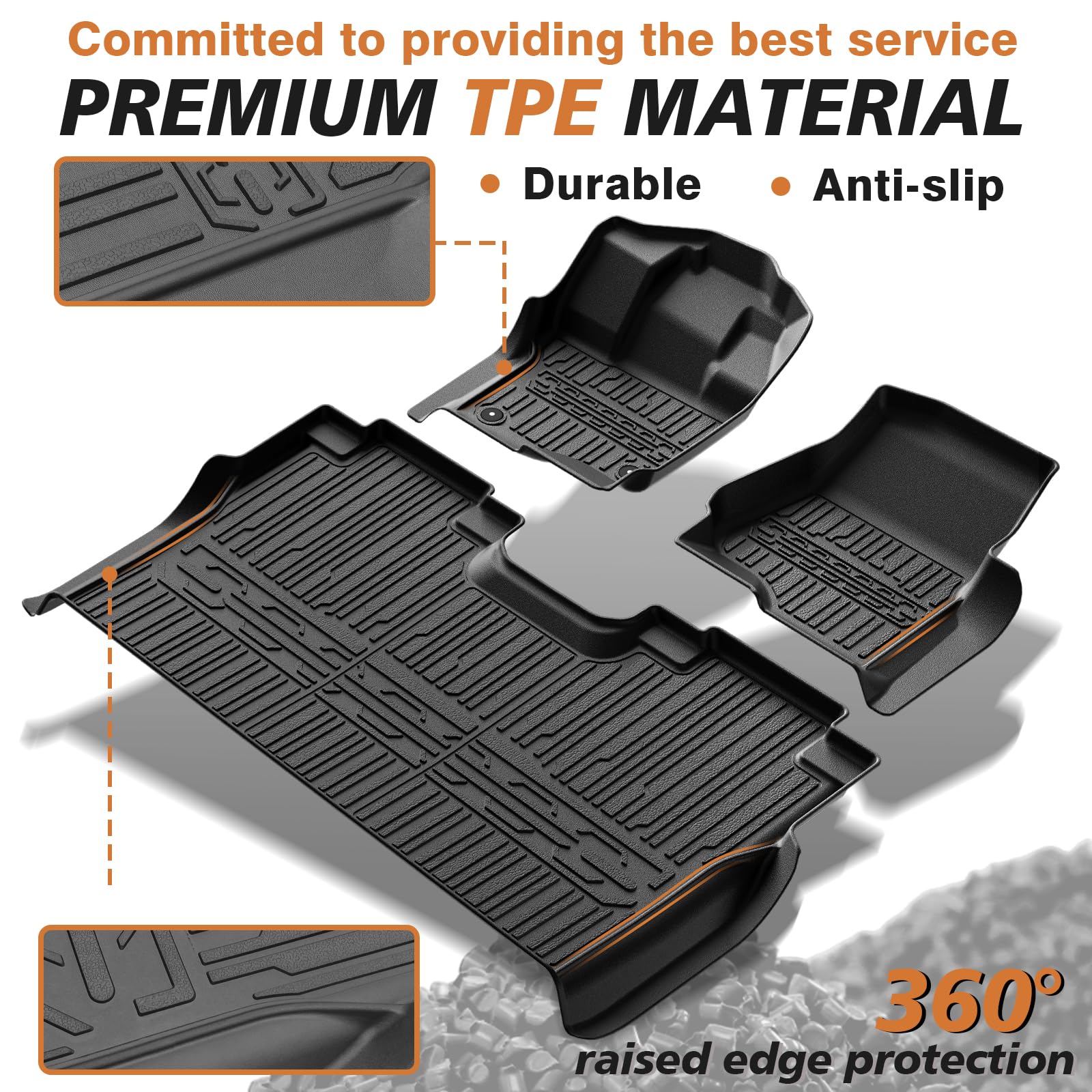 Triplealiners Floor Mats All Weather Liner Compatible With 2015-2025 Ford F150 & Lightning Supercrew Cab Accessories Front And R