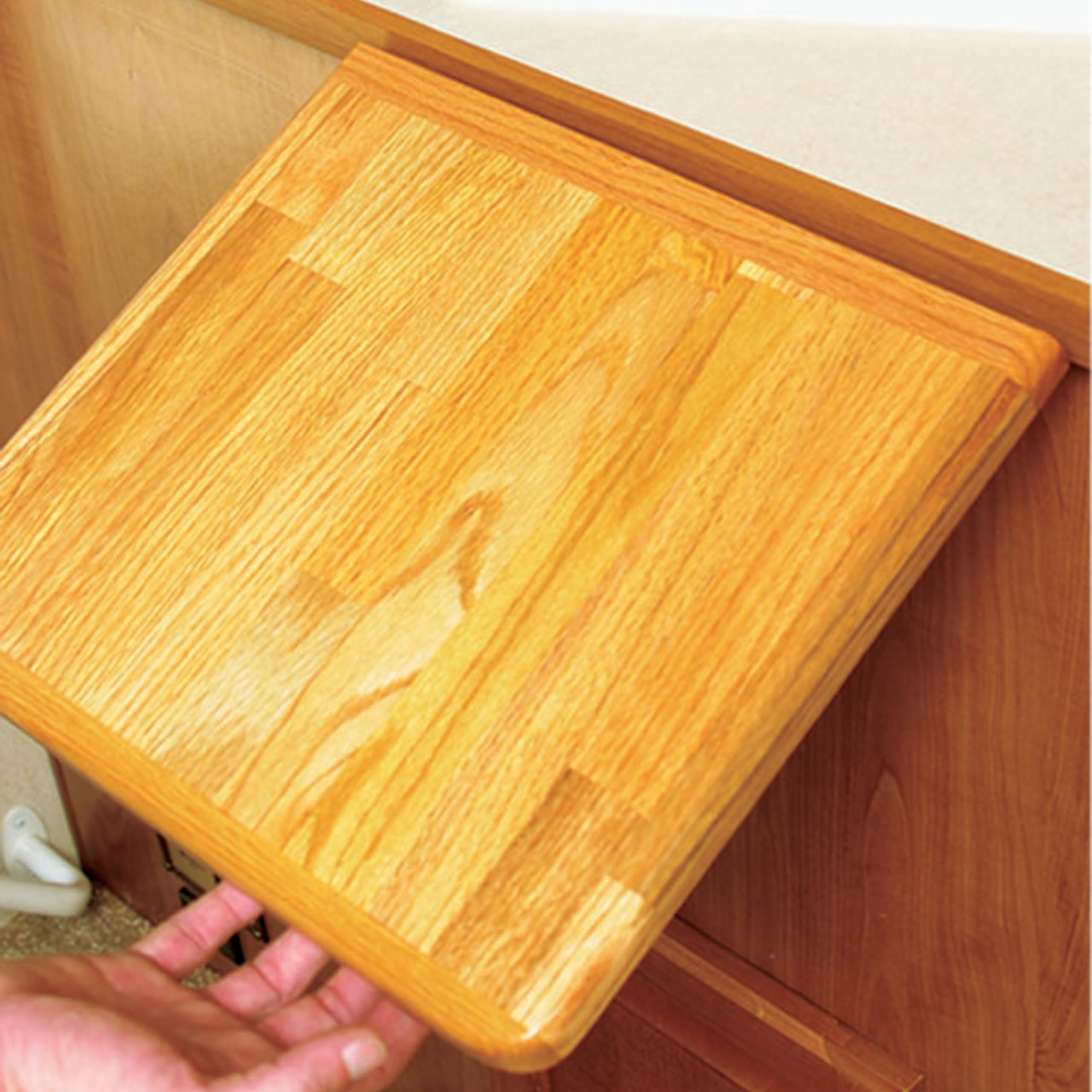 Camco Oak Accent Camper/RV Countertop Extension - Designed w Oak - Features Non-Toxic Gloss Finish & Metal Piano Hinge for Easy