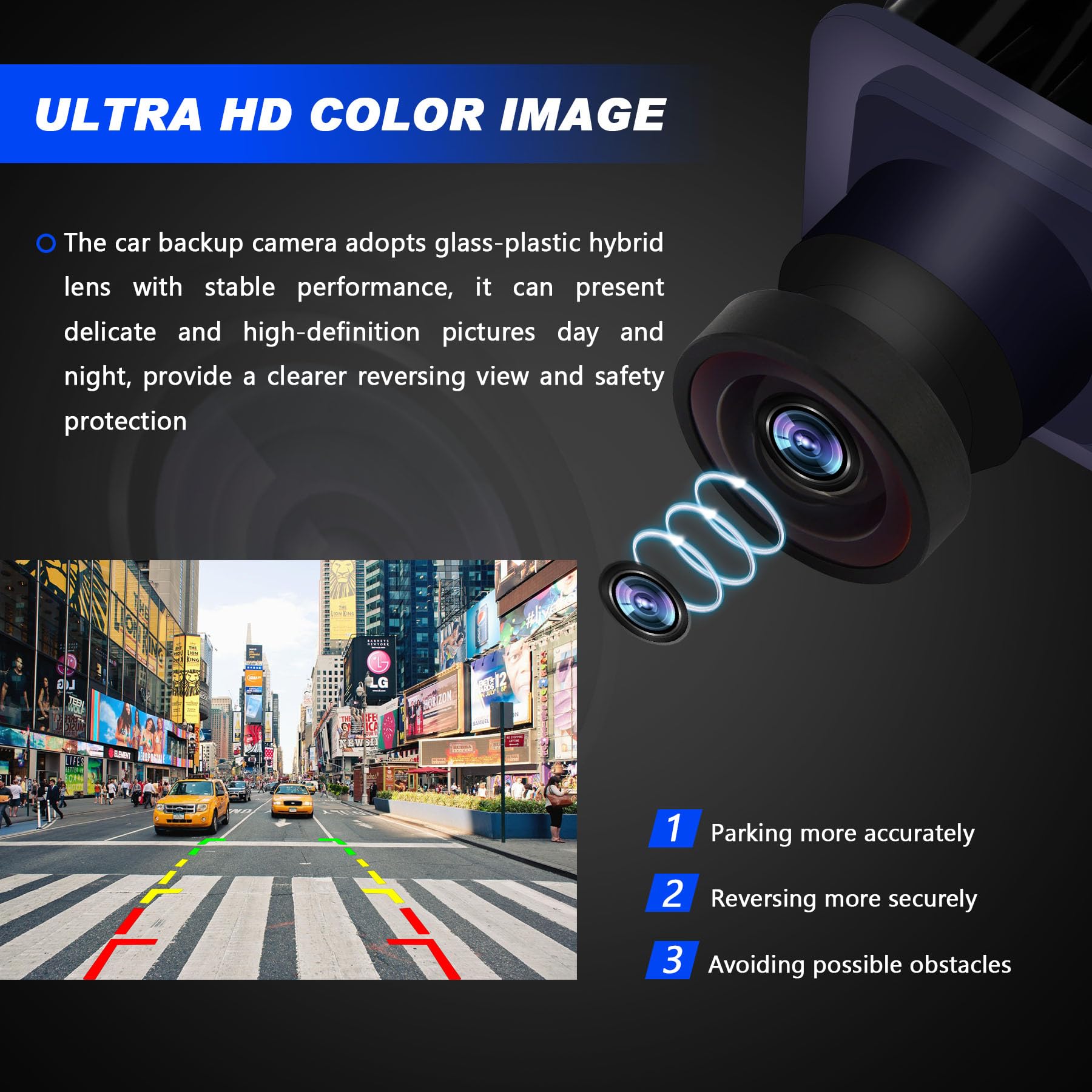 Rear View Backup Camera, Compatible With Ford Escape 2014-2016, 170Ultra Wide-Angle Hd Color Night Vision Waterproof Back Up Cam