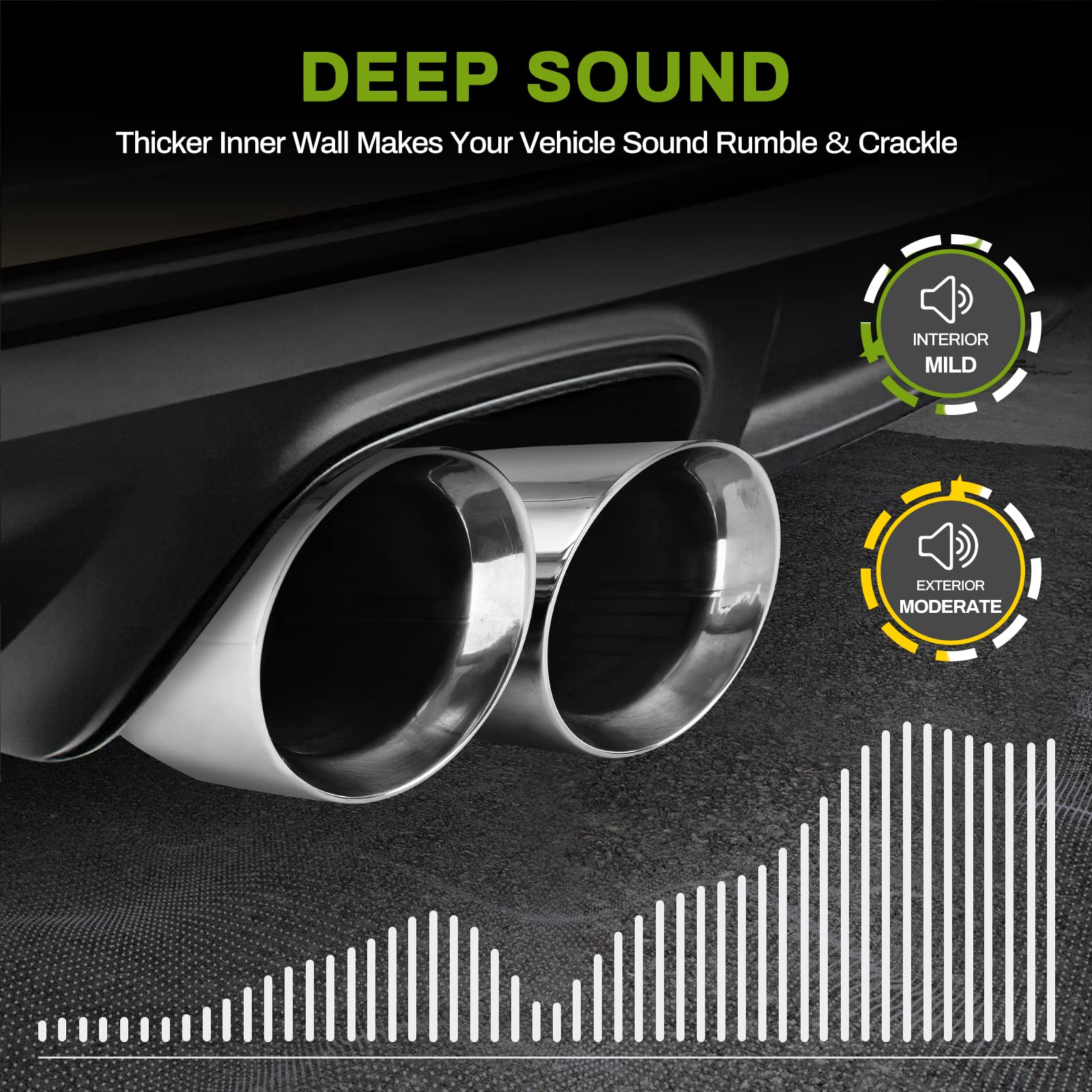 Autosaver88 Universal Dual Exhaust Tip 2.5 Inch Inlet, 2.5' Inlet 3.5' Outlet 9.5' Length Chrome Polished Stainless Steel Exhaust Tailpipe Tip, 2 1/2 Inch Double Layer Staggered Exhaust Tip, Weld-On