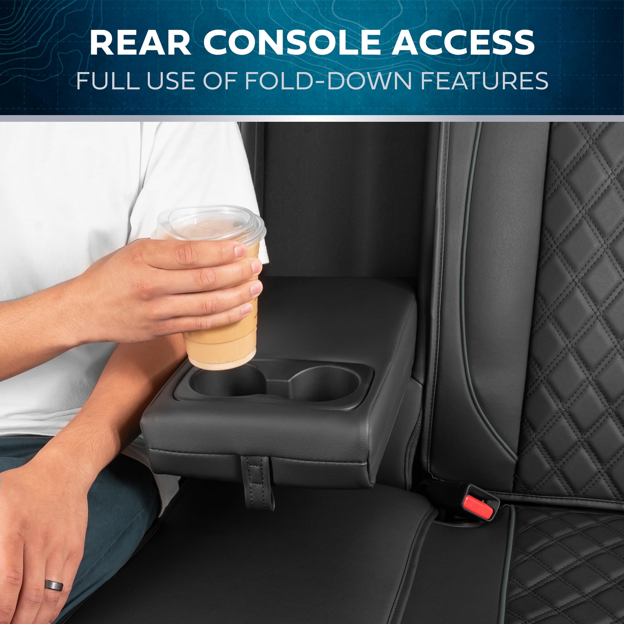 MotorBox Prestige Premium Seat Covers - Semi-Custom Fit Black/Gray Car Seat Covers for Rear Bench Automotive Interior Cover for