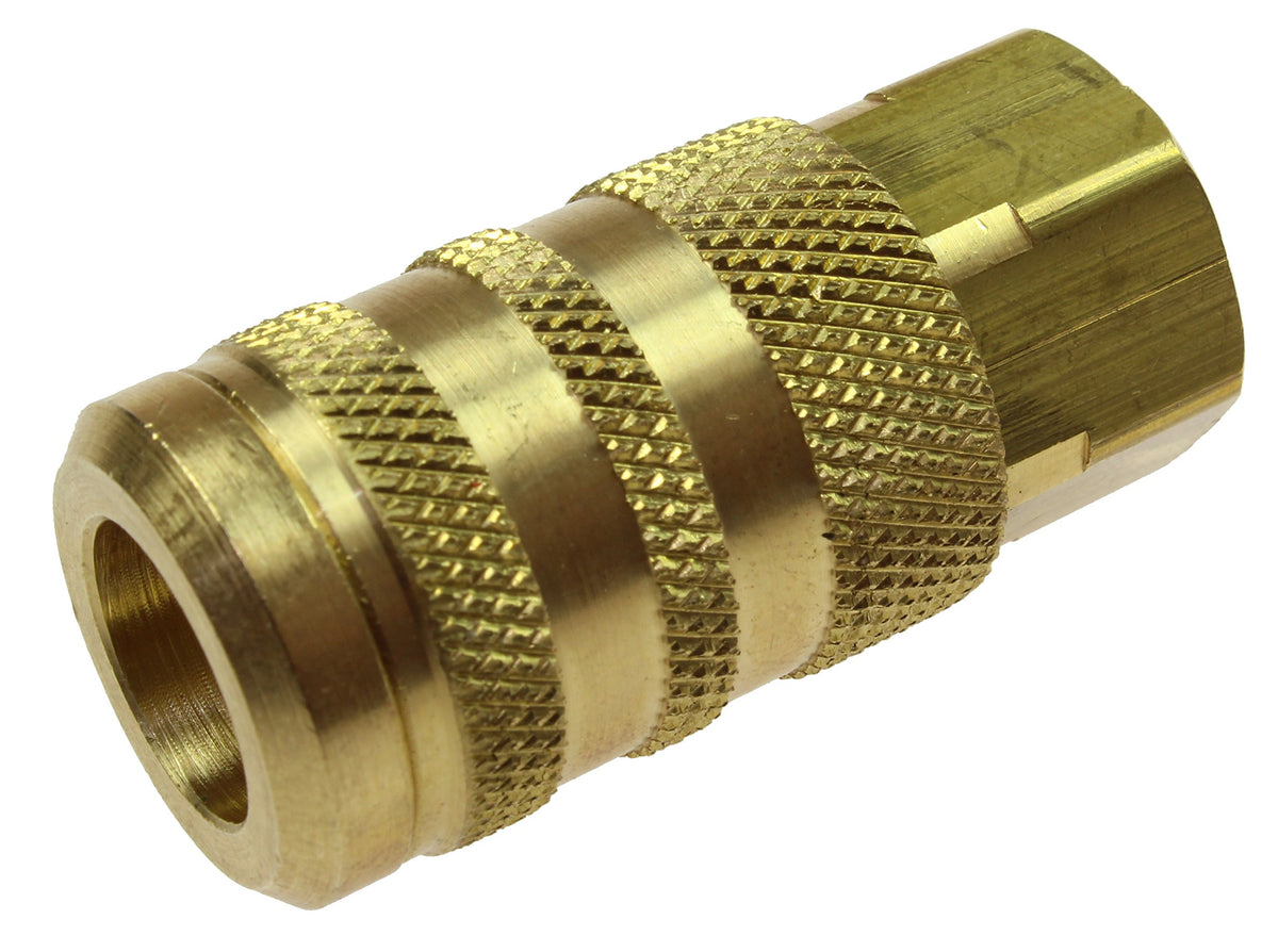 Coilhose Pneumatics 15X4F-BAG Body Size Coilflow Six Ball Industrial Interchange Coupler, NPT, Female, Brass, 1/4'
