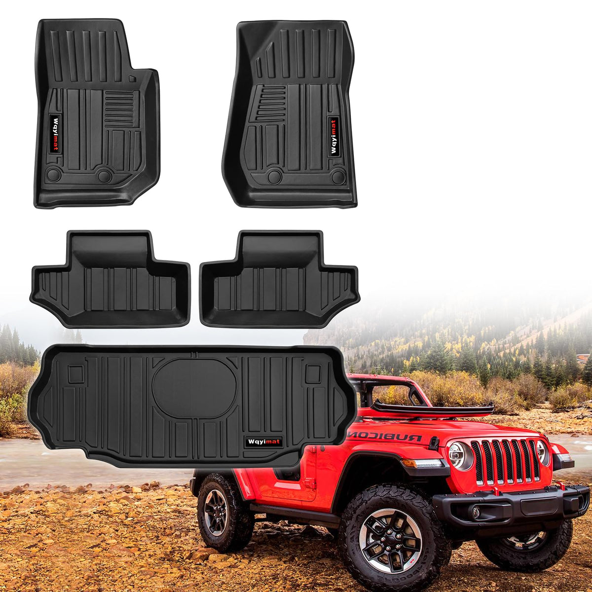 for 2007-2018 Jeep Wrangler JK 2 Door Floor Mats & Cargo Liner,TPE All Weather C WBCARB0CYL8Y2MG