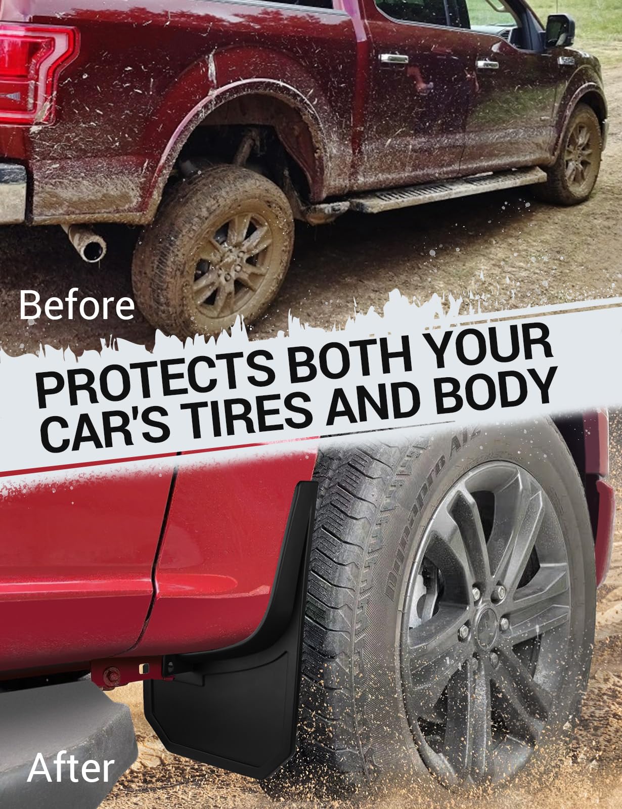 Mud Flaps Fit For 2021 2022 2023 Ford F150, All Weather Guard Mud Guards Splash Front Rear 4Pc Set (For Trucks Without Fender Fl