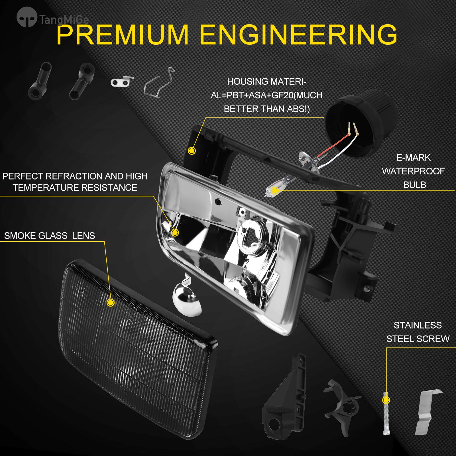 Tangmige Fog Lights Lamps For 1992 1993 1994 1995 1996 1997 1998 1999 Bmw (M3 / E36) 318I 318Is 318Ti 320I 323I 323Is 325I 325Is 328I 328Is 3 Series Original Design, 1 Pair, Smoke Lens, W/H1 Bulbs
