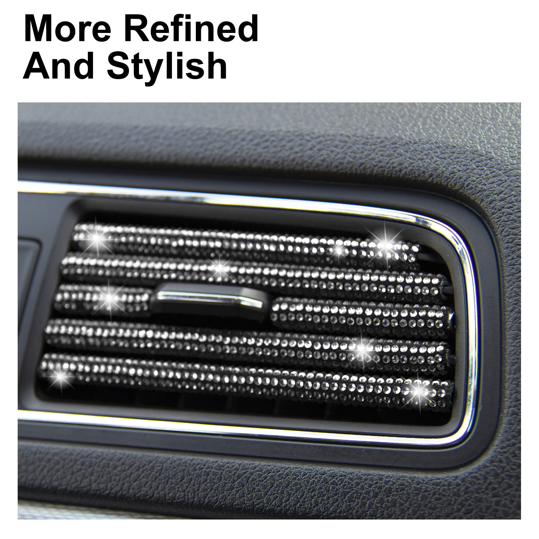 Livtee Bling Car Air Vent Outlet Moulding Trim, 10Pcs Car Air Conditioner Decoration Strip, Bling Rhinestone Diamond Car Interior Accessories For Women And Teens, White