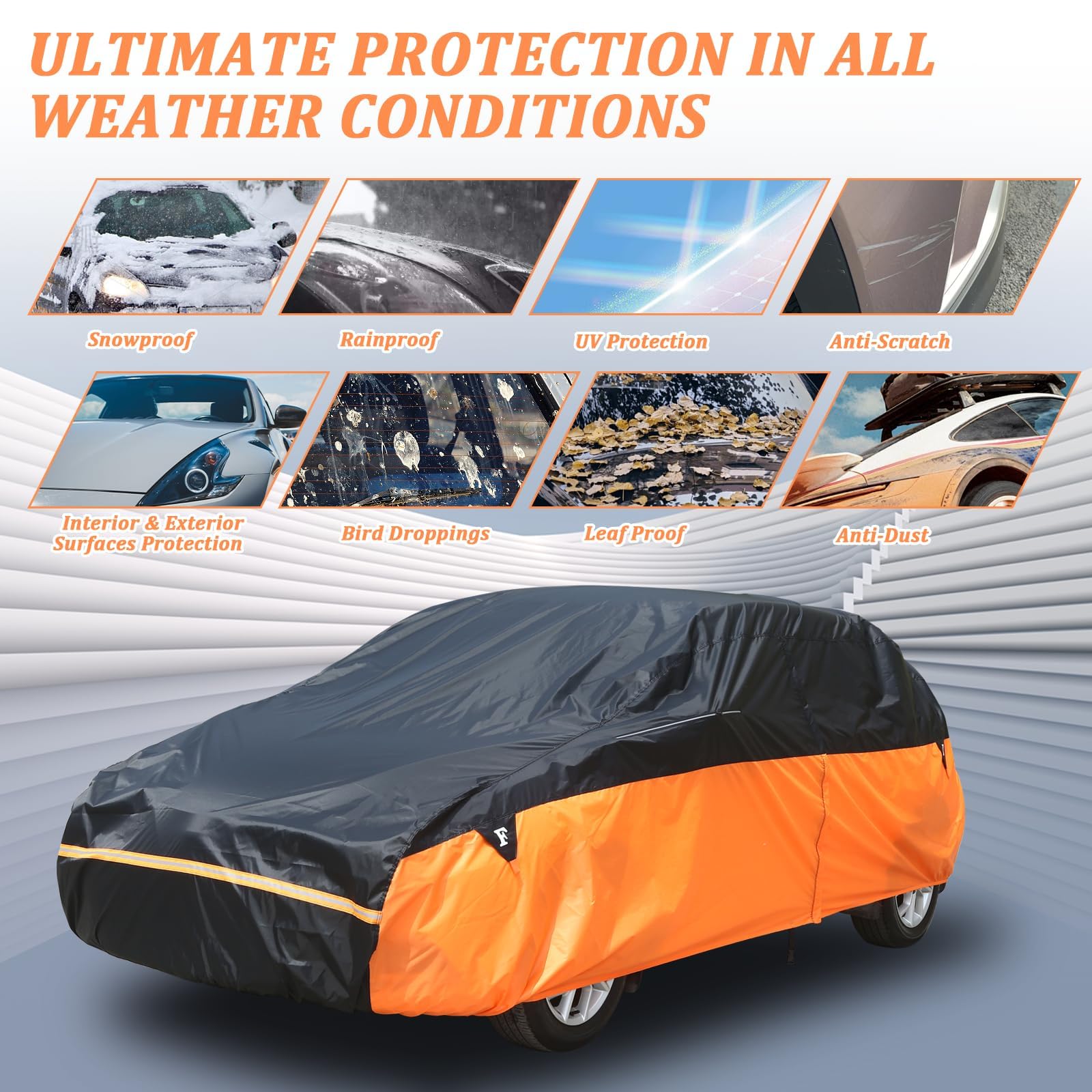 Car Cover Waterproof All Weather For Automobiles, Snowproof Uv Protection Windproof Outdoor Full Car Cover For All Weather Indoo