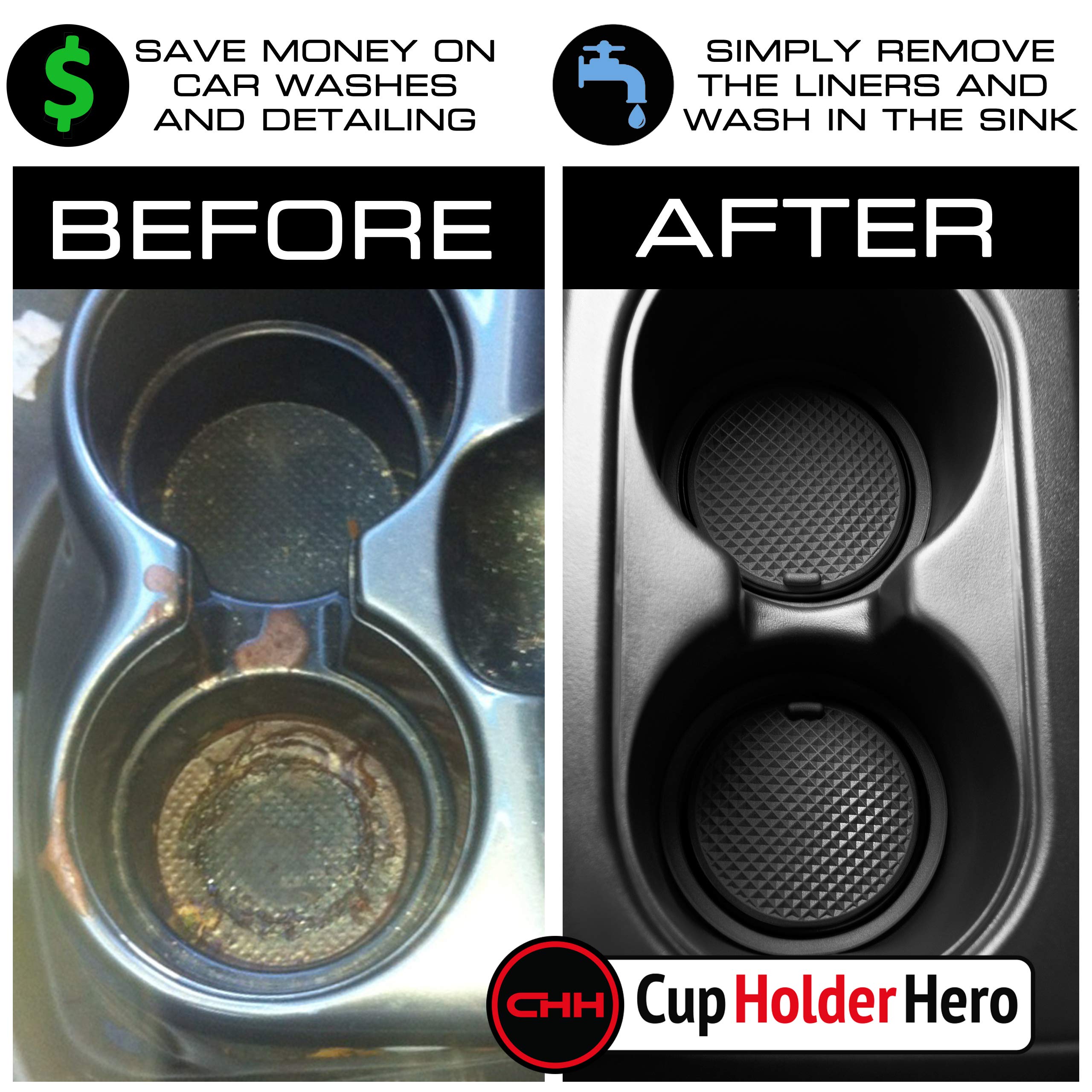 Cupholderhero Fits Honda Pilot 2016-2022 Accessories - Premium Custom Non-Slip Anti-Dust Cup Holder Inserts, Center Console Line