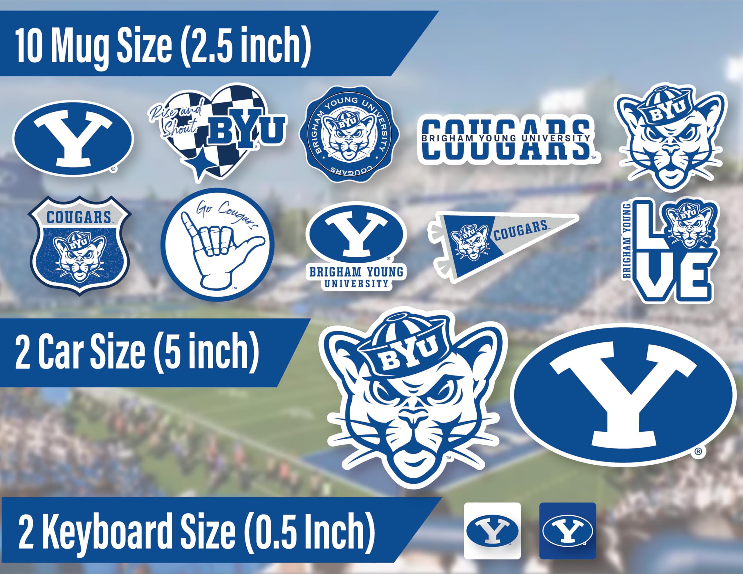 Byu Stickers For Gift, Car, Water Bottle, Laptop, And Phone For Brigham Young Cougs Football Fans And University Graduates (Byu