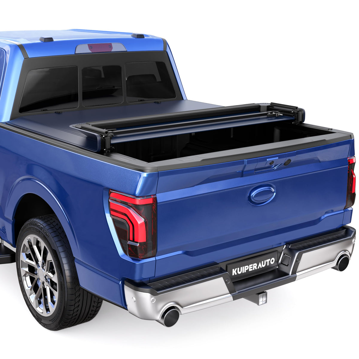 Kuiperauto Quad 4-Flip 5.5Ft Soft Flip Truck Bed Tonneau Cover On Top Compatible With 2015-2025 Ford F150 F-150 Bed Fourth Flip