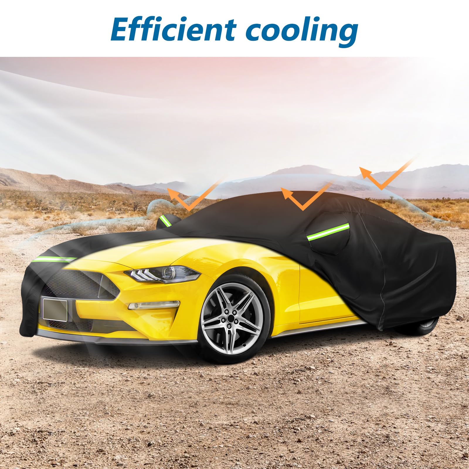 For Mustang Full Car Cover Waterproof All Weather, Outdoor Car Covers With Soft Cotton Lining Windproof Heavy Duty Protection Compatible With 1994-2023 Mustang Gt/Shelby/Cobra/Bullitt/Ecoboost