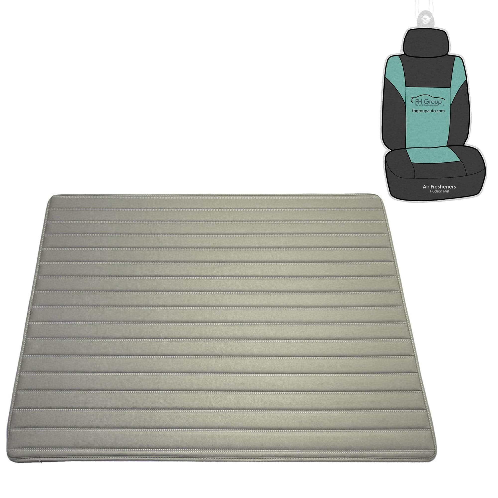 Fh Group F16500 Deluxe Heavy-Duty Faux Leather Multi-Purpose Cargo Liner, Striped, 32   , Gray Color- Fit Most Car, Truck, Suv,